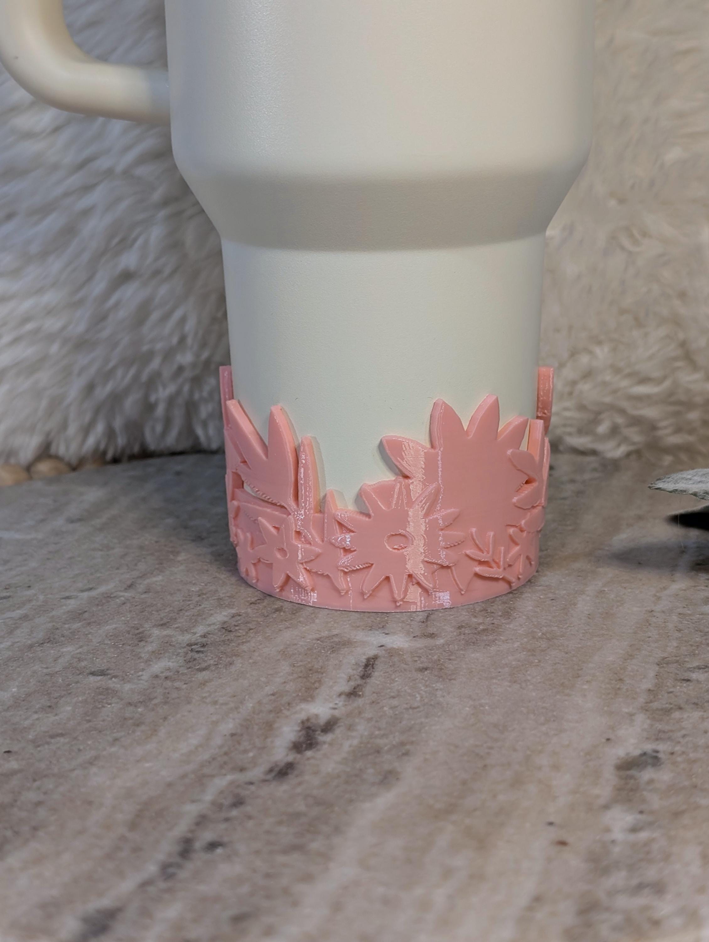 Pink Floral Tumbler Boot with Wild Flowers Tumbler Sleeve Protective 3D Printed Stanley Decor Accessories Spring Blossom