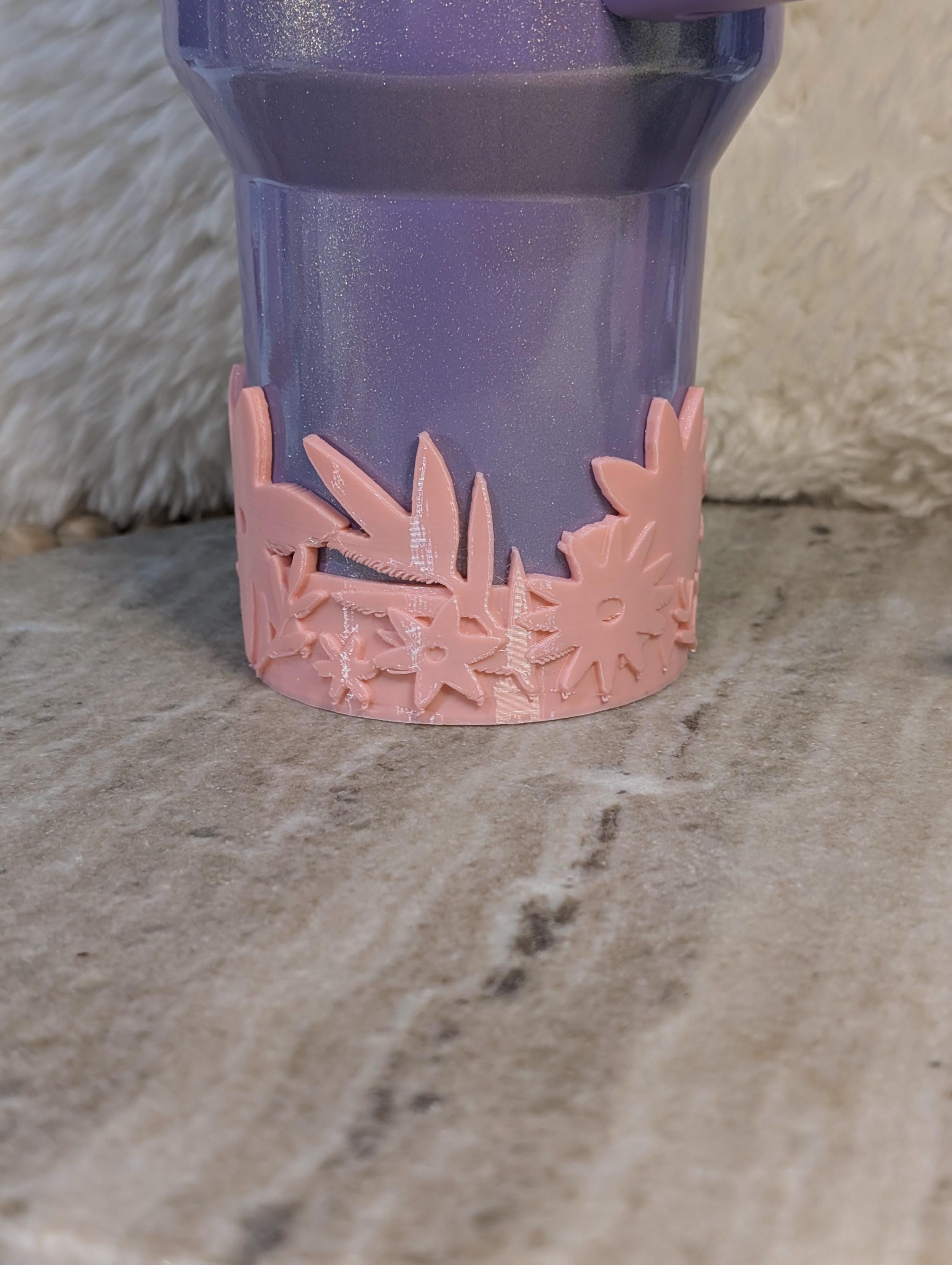 Pink Floral Tumbler Boot with Wild Flowers Tumbler Sleeve Protective 3D Printed Stanley Decor Accessories Spring Blossom
