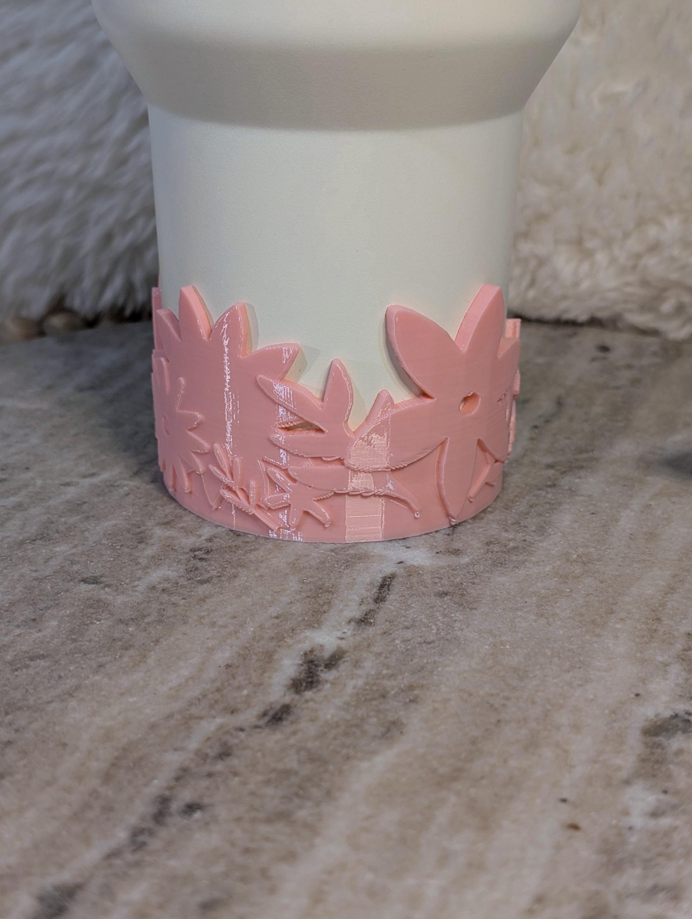 Pink Floral Tumbler Boot with Wild Flowers Tumbler Sleeve Protective 3D Printed Stanley Decor Accessories Spring Blossom