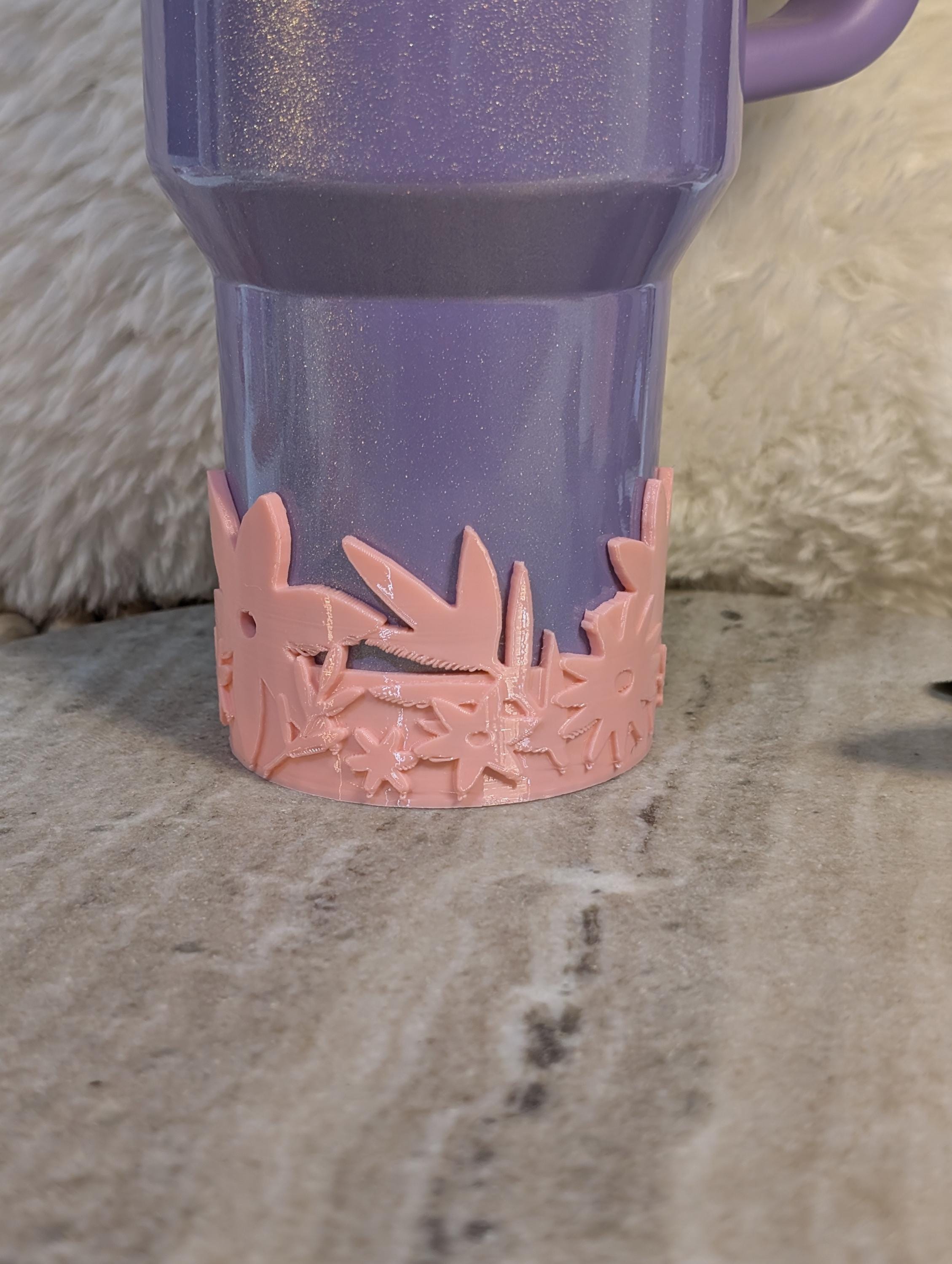 Pink Floral Tumbler Boot with Wild Flowers Tumbler Sleeve Protective 3D Printed Stanley Decor Accessories Spring Blossom