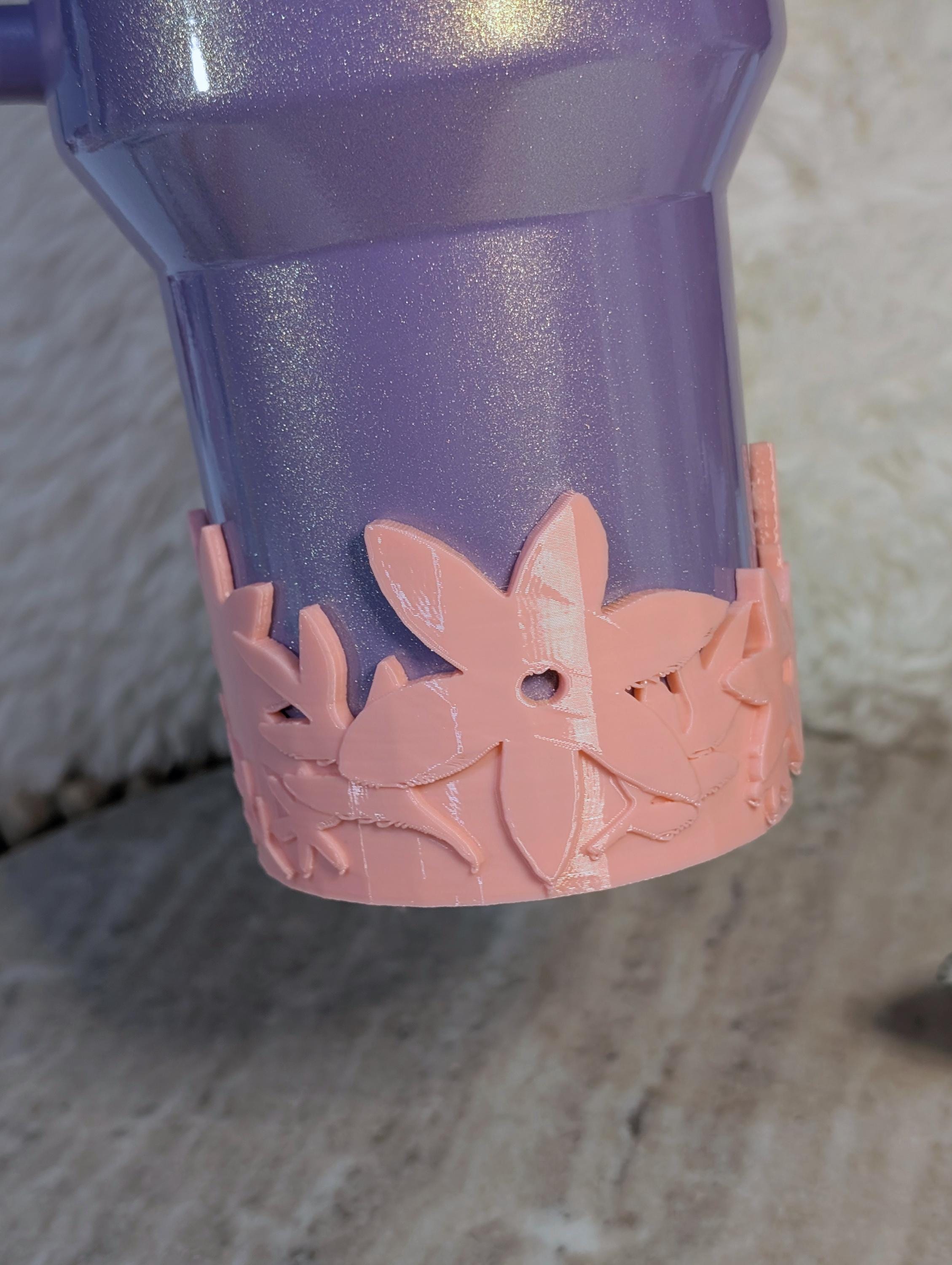Pink Floral Tumbler Boot with Wild Flowers Tumbler Sleeve Protective 3D Printed Stanley Decor Accessories Spring Blossom