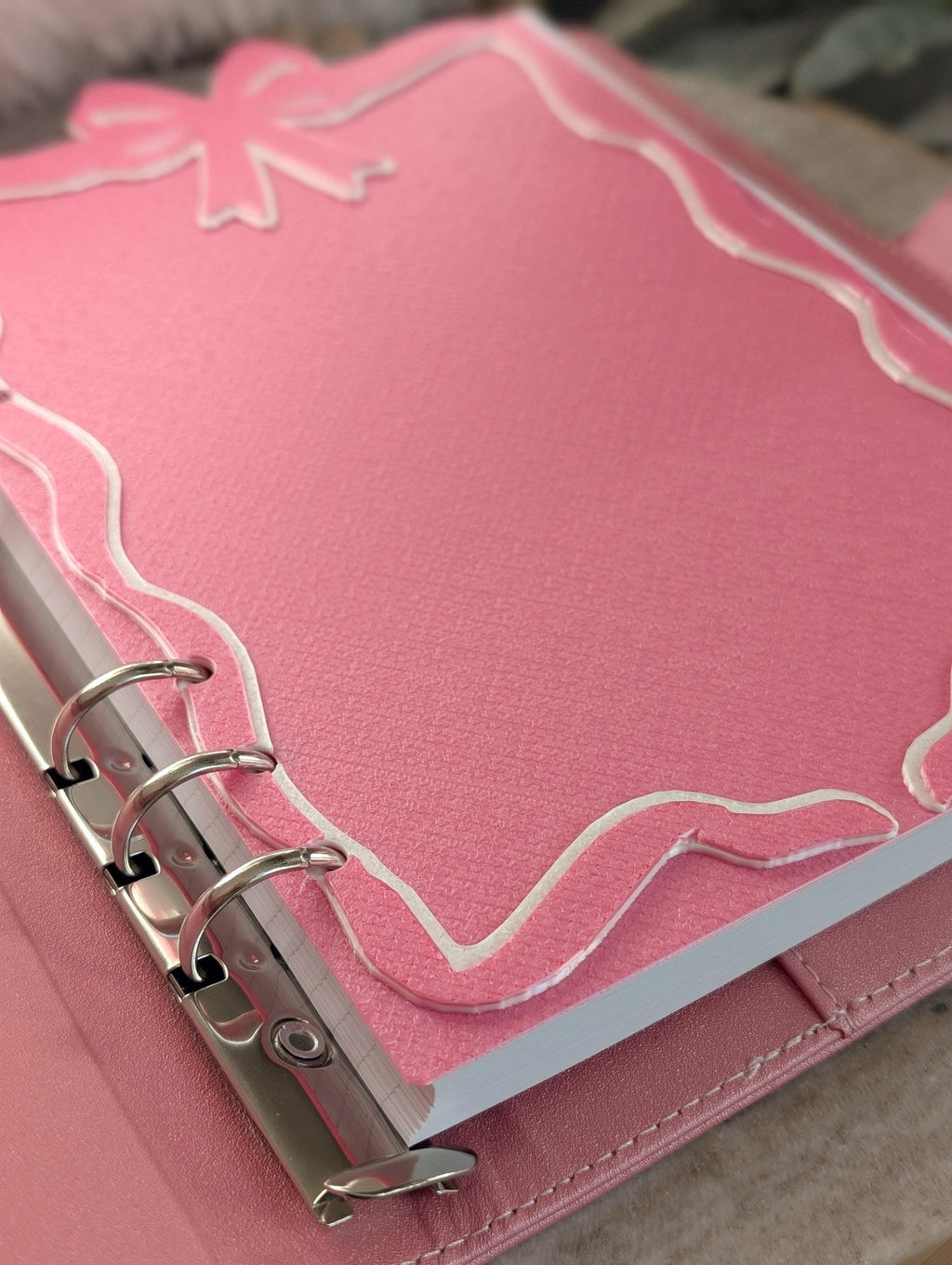 Pink and White Ribbon Bow Planner Tabbed Dashboard Flyleaf Decorative Coquette Design Decor Notebook Insert for A5 3D Printed Journal Cover