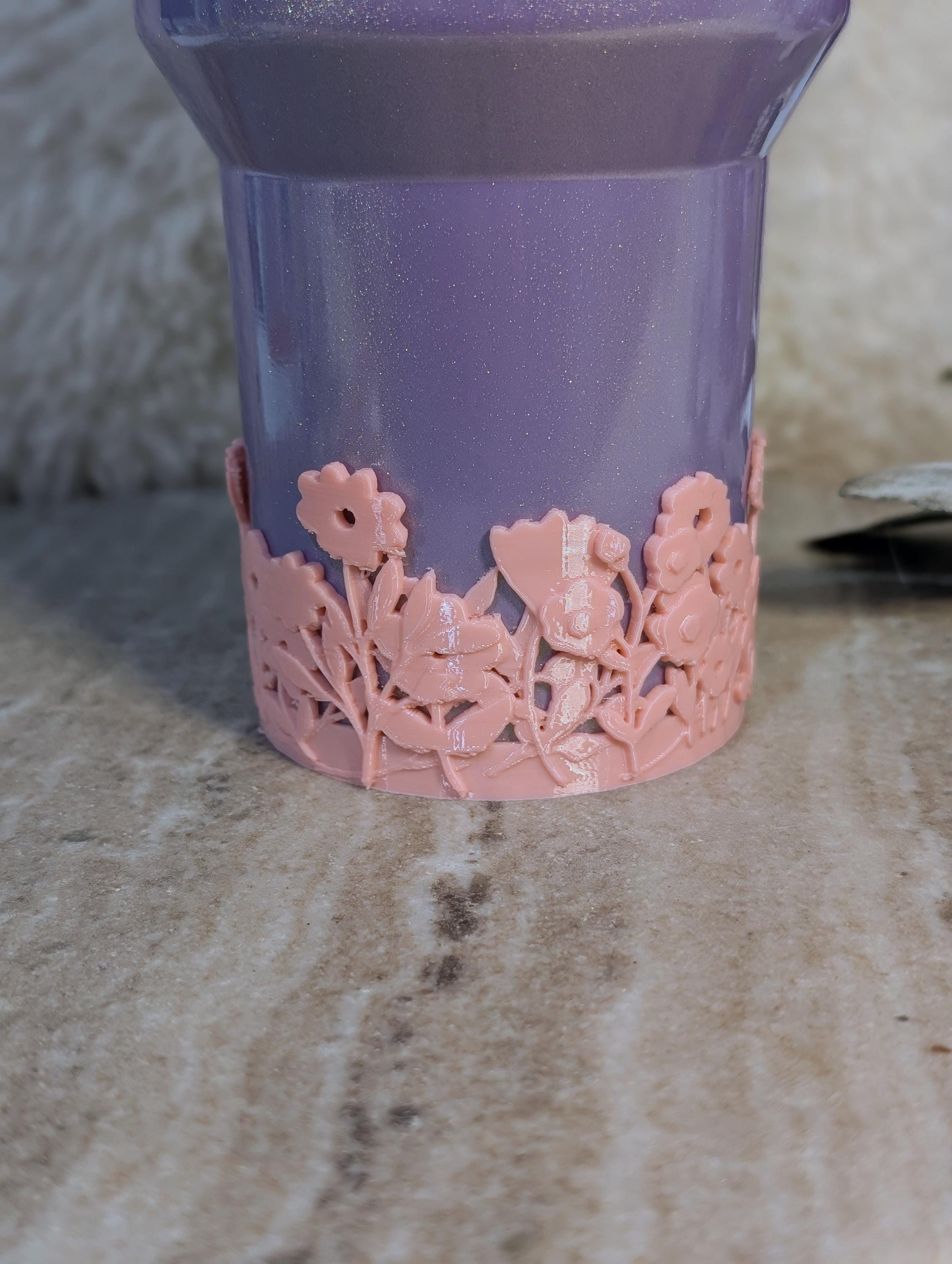 Pink Blossom Tumbler Boot with Wild Flowers Tumbler Sleeve Protective 3D Printed Stanley Decor Accessories Spring Floral