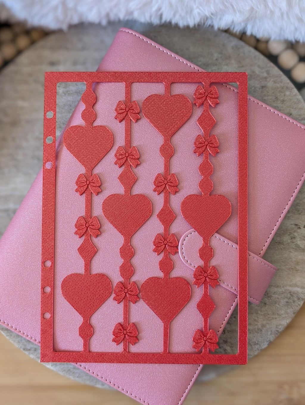 Red Hearts and Bows Overlay Layer Decor for A5 Planner binders 3d Printed Dashboard Flyleaf Agenda Insert Page Marker Soft Girly Aesthetic