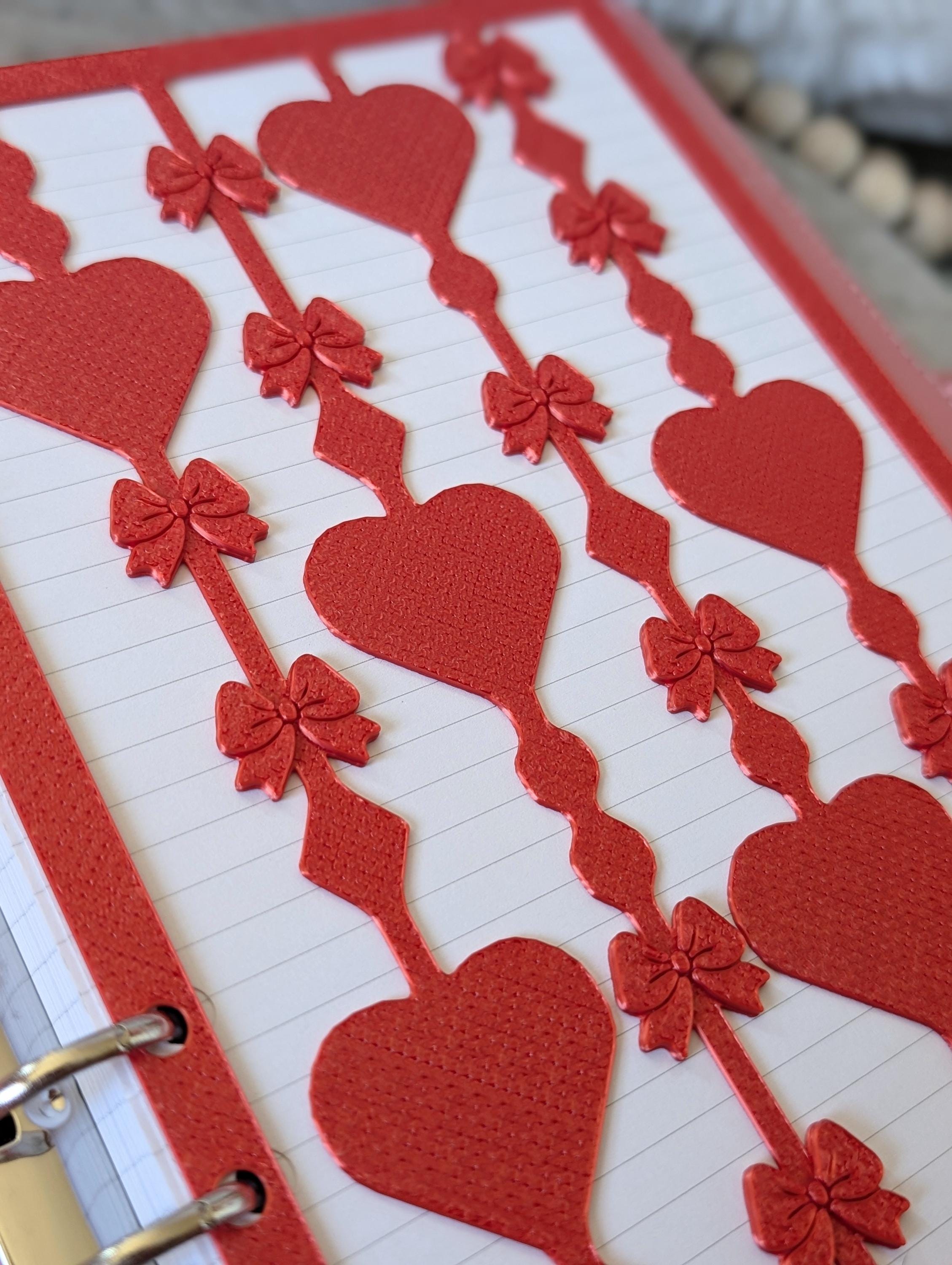 Red Hearts and Bows Overlay Layer Decor for A5 Planner binders 3d Printed Dashboard Flyleaf Agenda Insert Page Marker Soft Girly Aesthetic