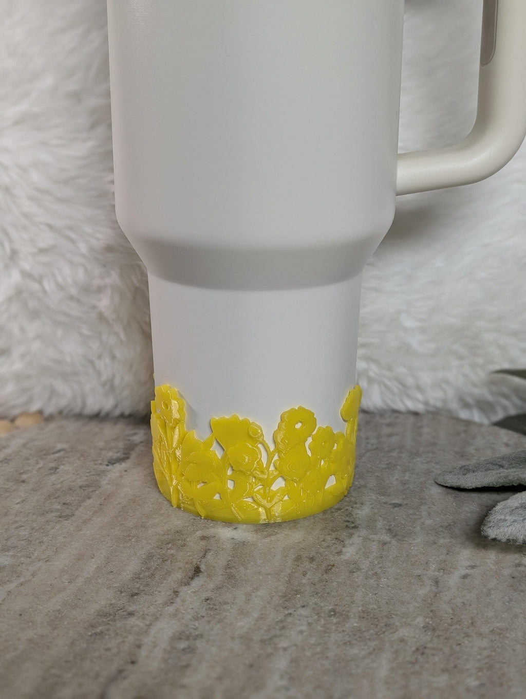 Yellow Blossom Tumbler Boot with Wild Flowers Tumbler Sleeve Protective 3D Printed Stanley Decor Accessories Spring Floral