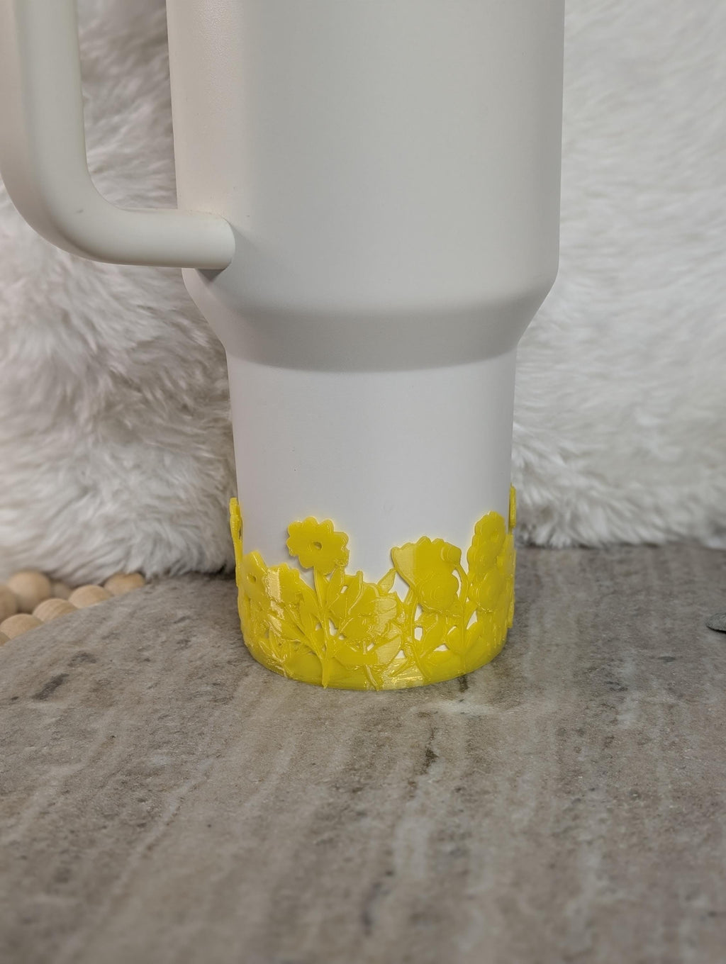Yellow Blossom Tumbler Boot with Wild Flowers Tumbler Sleeve Protective 3D Printed Stanley Decor Accessories Spring Floral
