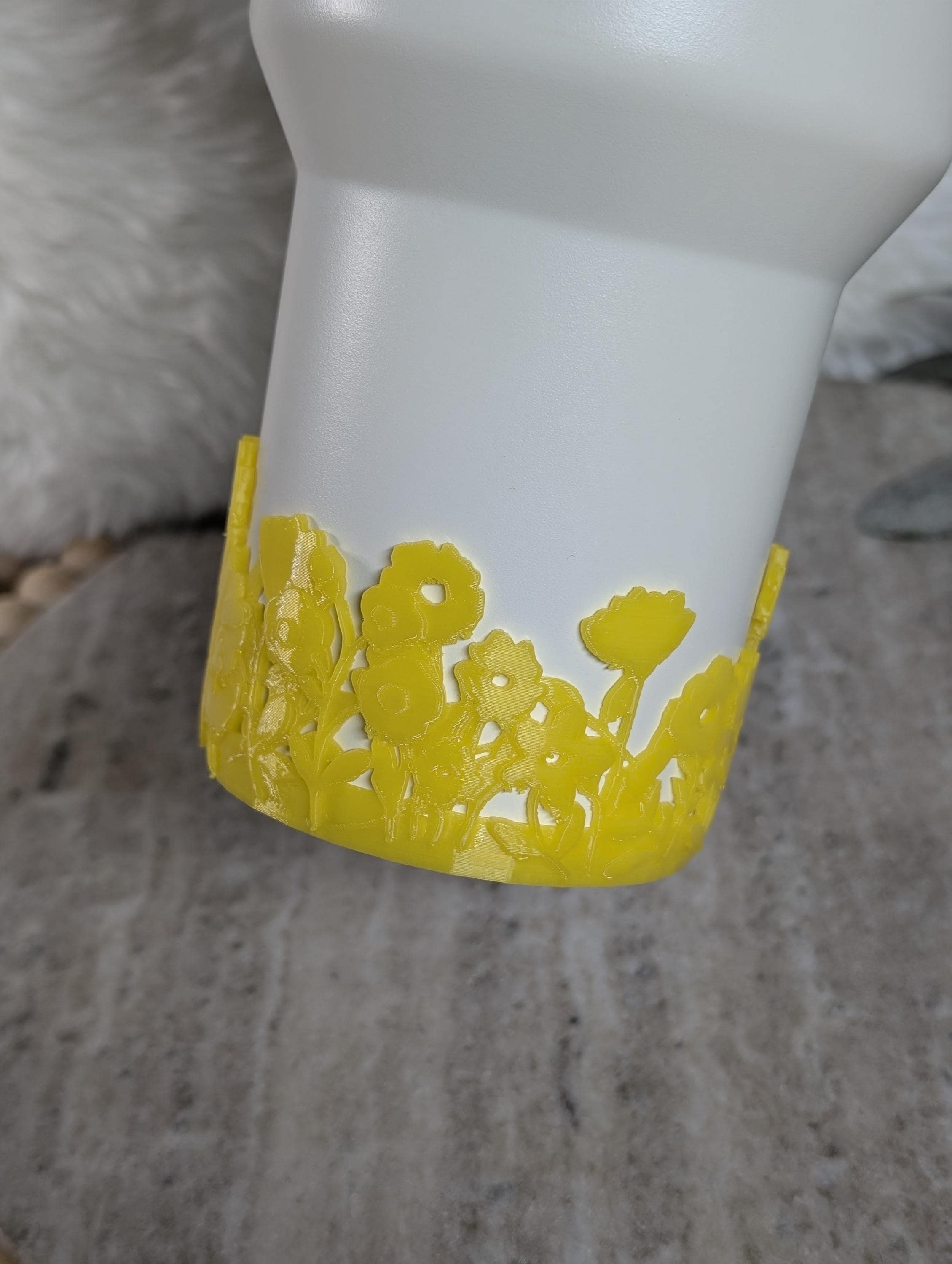 Yellow Blossom Tumbler Boot with Wild Flowers Tumbler Sleeve Protective 3D Printed Stanley Decor Accessories Spring Floral
