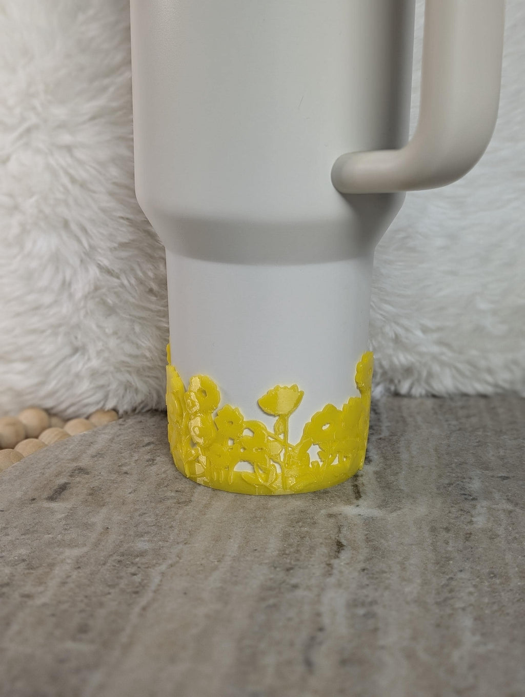 Yellow Blossom Tumbler Boot with Wild Flowers Tumbler Sleeve Protective 3D Printed Stanley Decor Accessories Spring Floral