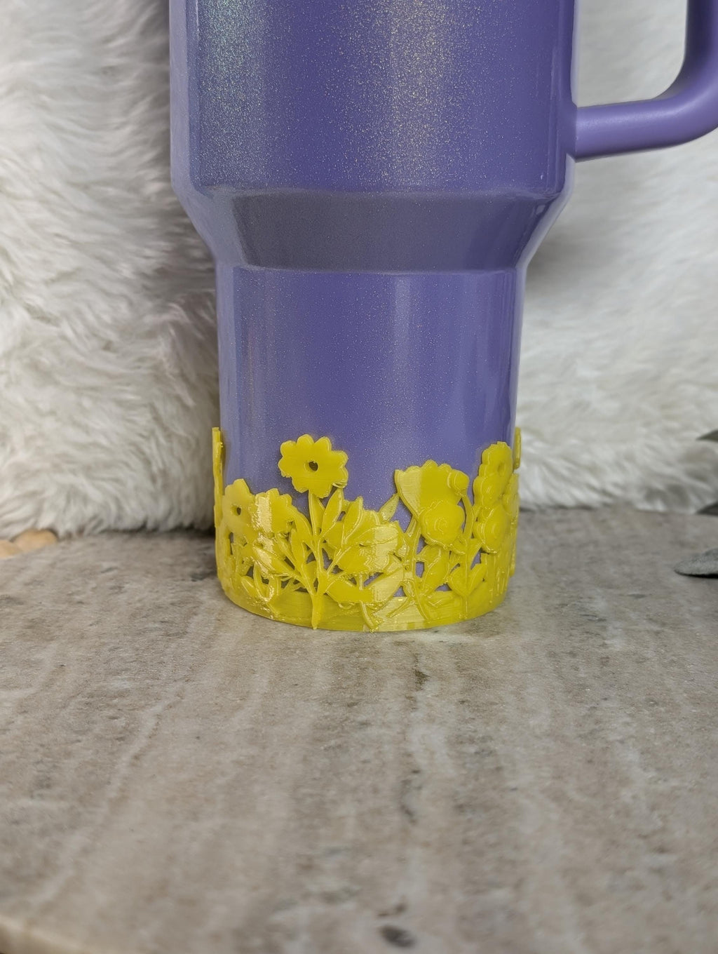 Yellow Blossom Tumbler Boot with Wild Flowers Tumbler Sleeve Protective 3D Printed Stanley Decor Accessories Spring Floral