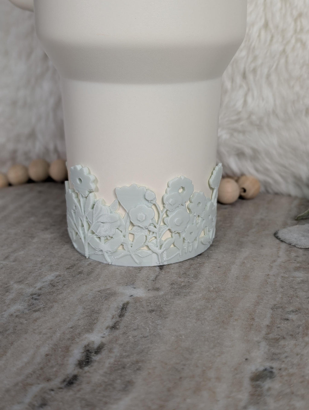 Sage Green Tumbler Boot with Wild Flowers Tumbler Sleeve Protective 3D Printed Stanley Decor Accessories Spring Blossom Floral