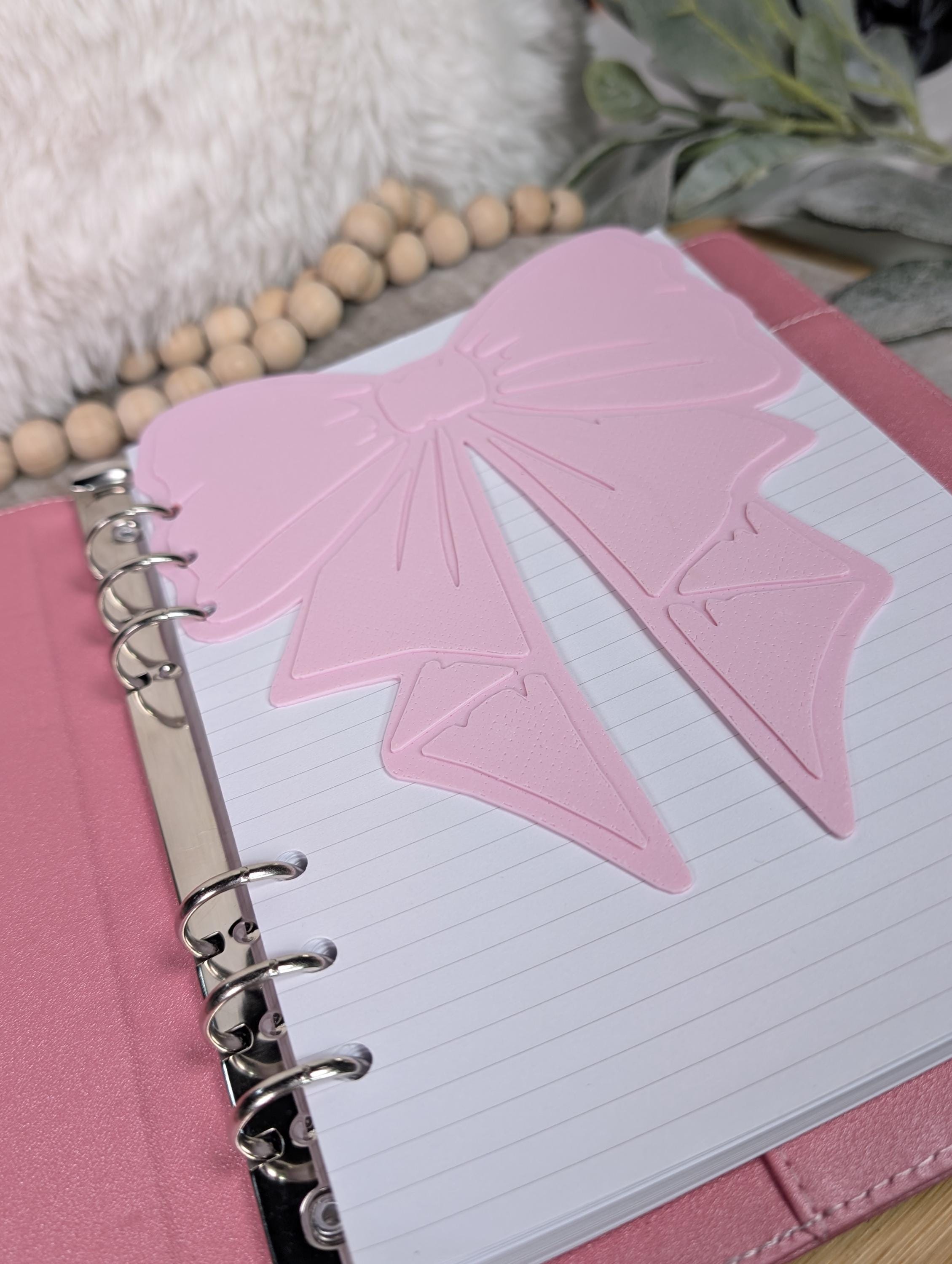 Pink Bow Planner Dashboard | Coquette Aesthetic Binder Insert | Large Pink Bow Die Cut for A5 Ring Planners | Cute Stationery Gift | Sakura