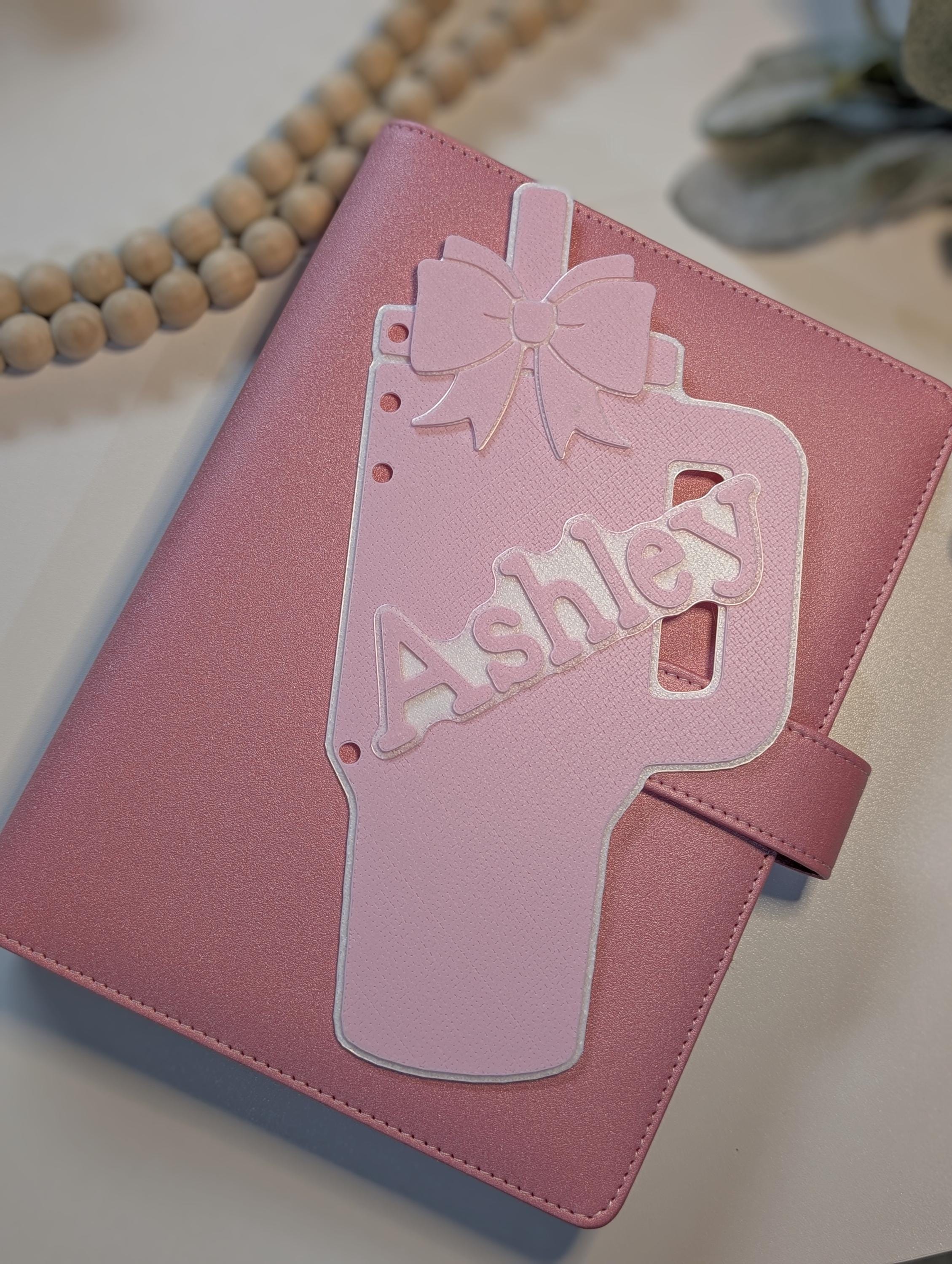 Customized Pink Tumbler Bow Layered Decor for Planner binders 3d Printed Full Overlay Insert Place Keeper Soft Pink Girly Aesthetic Sakura