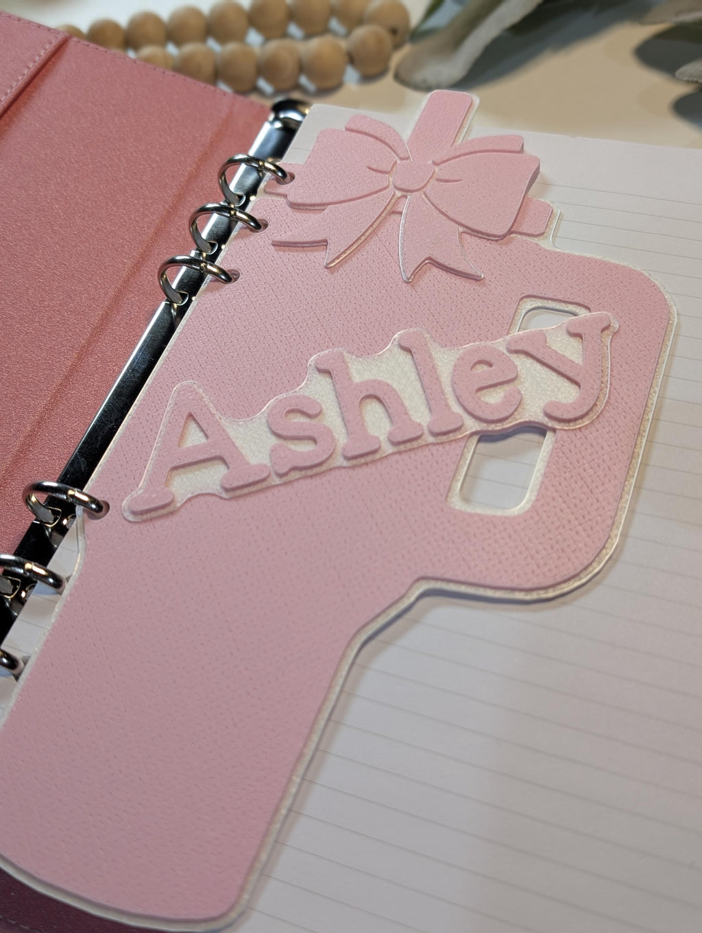 Customized Pink Tumbler Bow Layered Decor for Planner binders 3d Printed Full Overlay Insert Place Keeper Soft Pink Girly Aesthetic Sakura