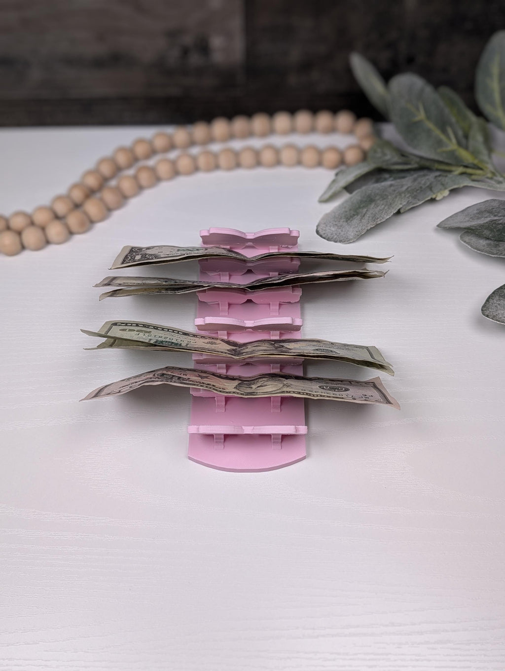 Pink Bow Cash Stuffing Tray | 6-Slot 3D Printed Bill Organizer