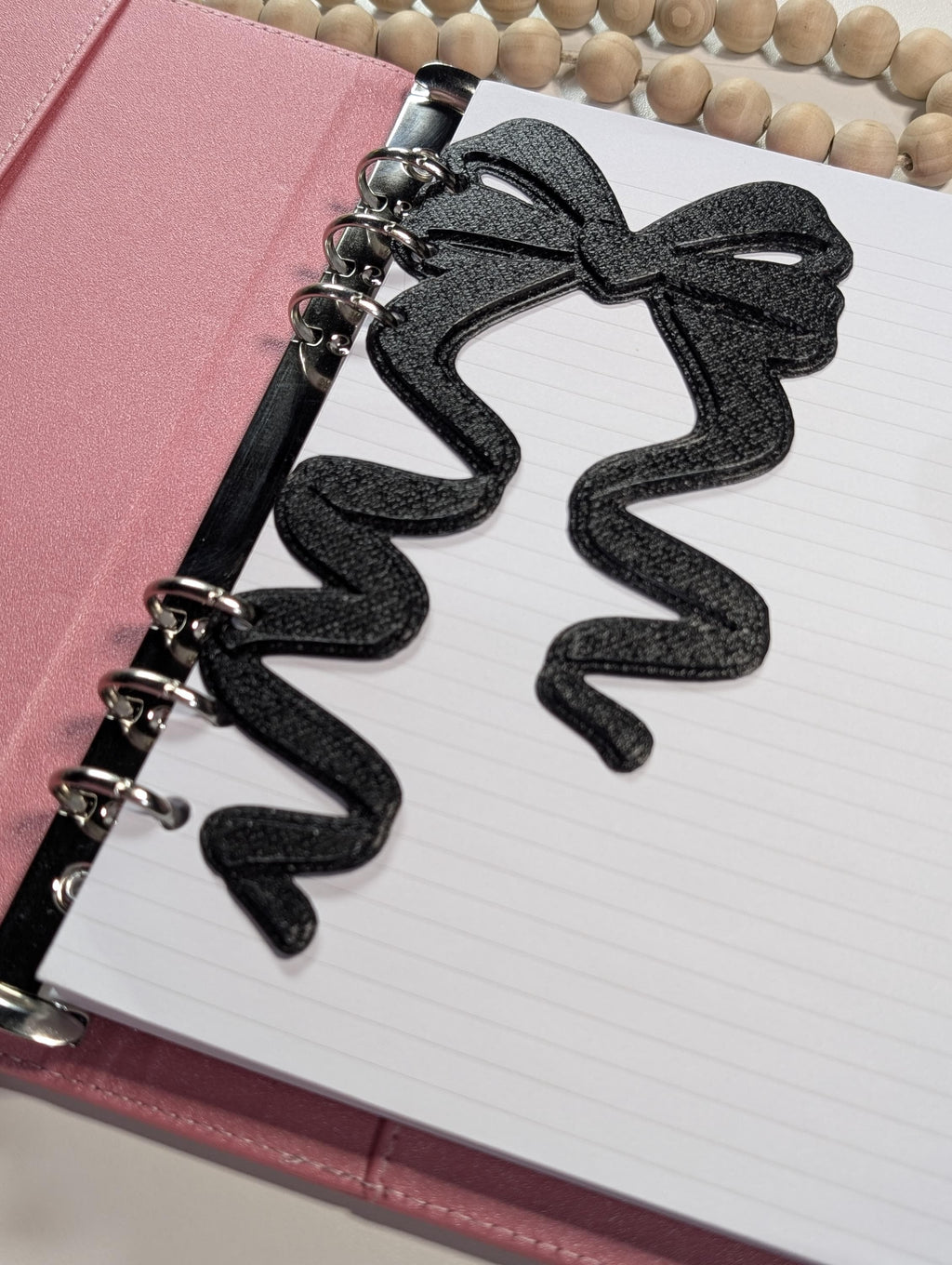 Black Coquette Bow Dashboard Layered Decor for A5 Planner binders 3d Printed Overlay Insert Page Marker Soft Girly Aesthetic Minimalistic