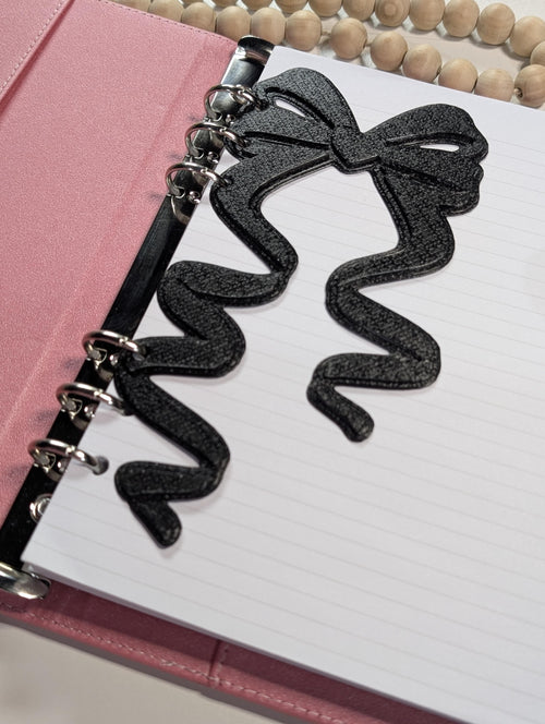 Black Coquette Bow Dashboard Layered Decor for A5 Planner binders 3d Printed Overlay Insert Page Marker Soft Girly Aesthetic Minimalistic