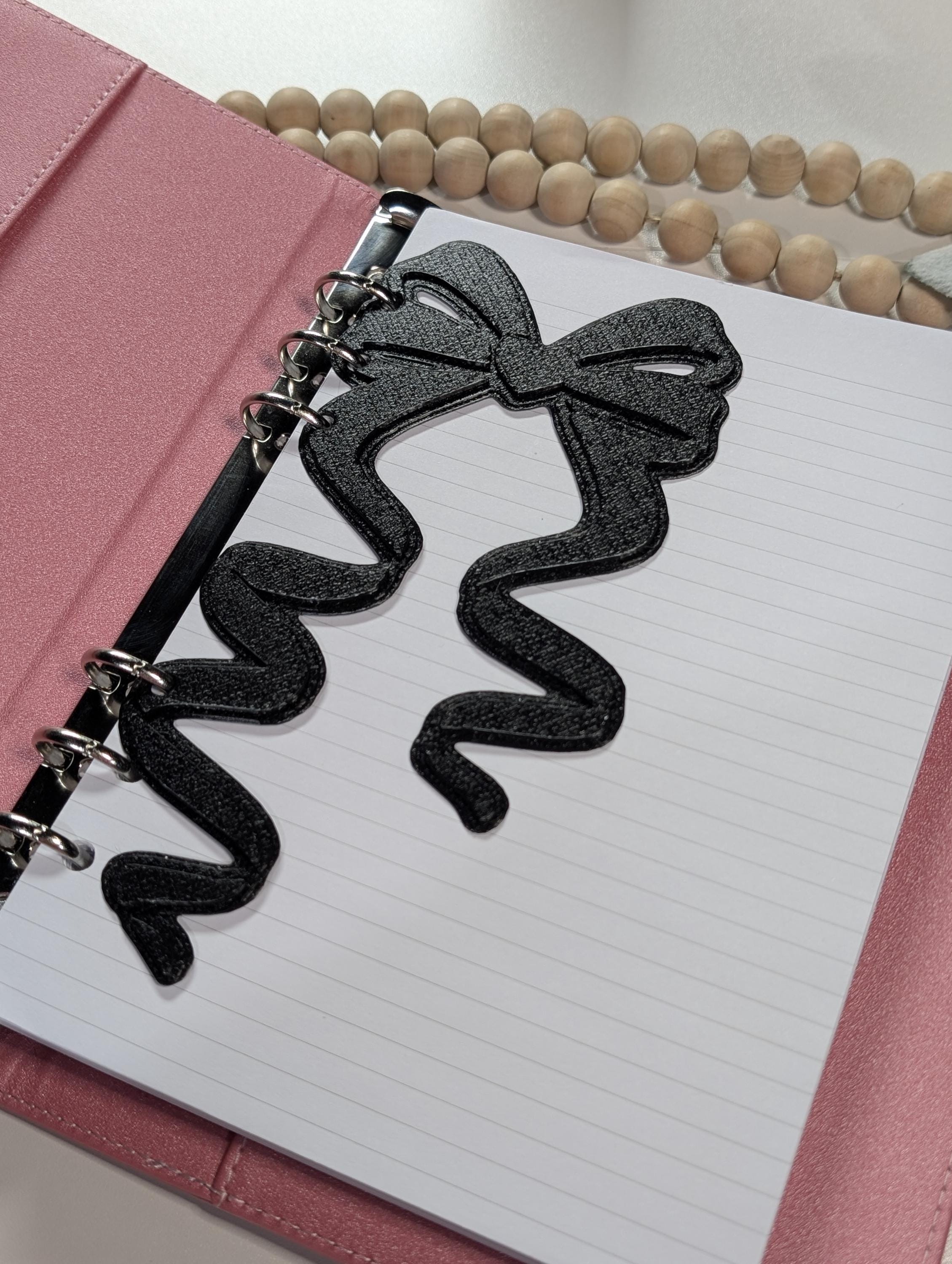Black Coquette Bow Dashboard Layered Decor for A5 Planner binders 3d Printed Overlay Insert Page Marker Soft Girly Aesthetic Minimalistic