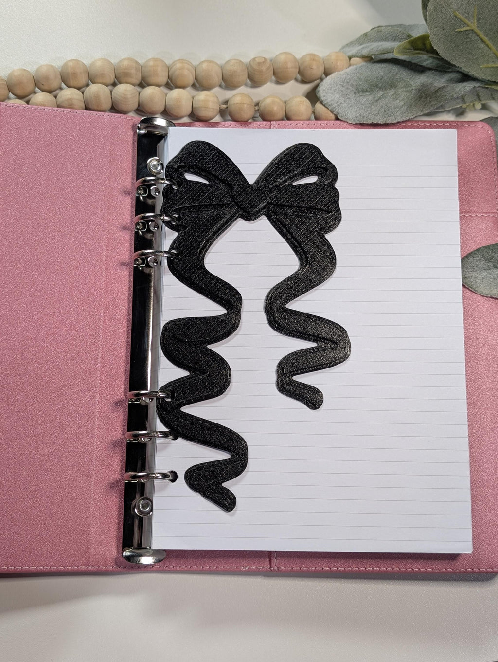 Black Coquette Bow Dashboard Layered Decor for A5 Planner binders 3d Printed Overlay Insert Page Marker Soft Girly Aesthetic Minimalistic