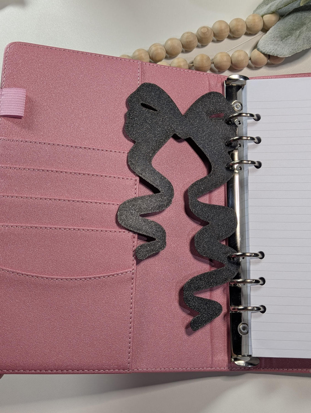 Black Coquette Bow Dashboard Layered Decor for A5 Planner binders 3d Printed Overlay Insert Page Marker Soft Girly Aesthetic Minimalistic