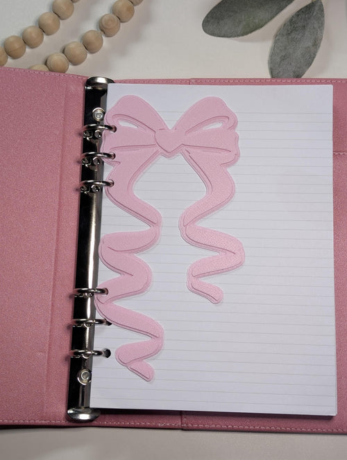 Baby Pink Coquette Bow Dashboard Layered Decor for A5 Planner binders 3d Printed Overlay Insert Page Marker Soft Pink Girly Aesthetic Sakura