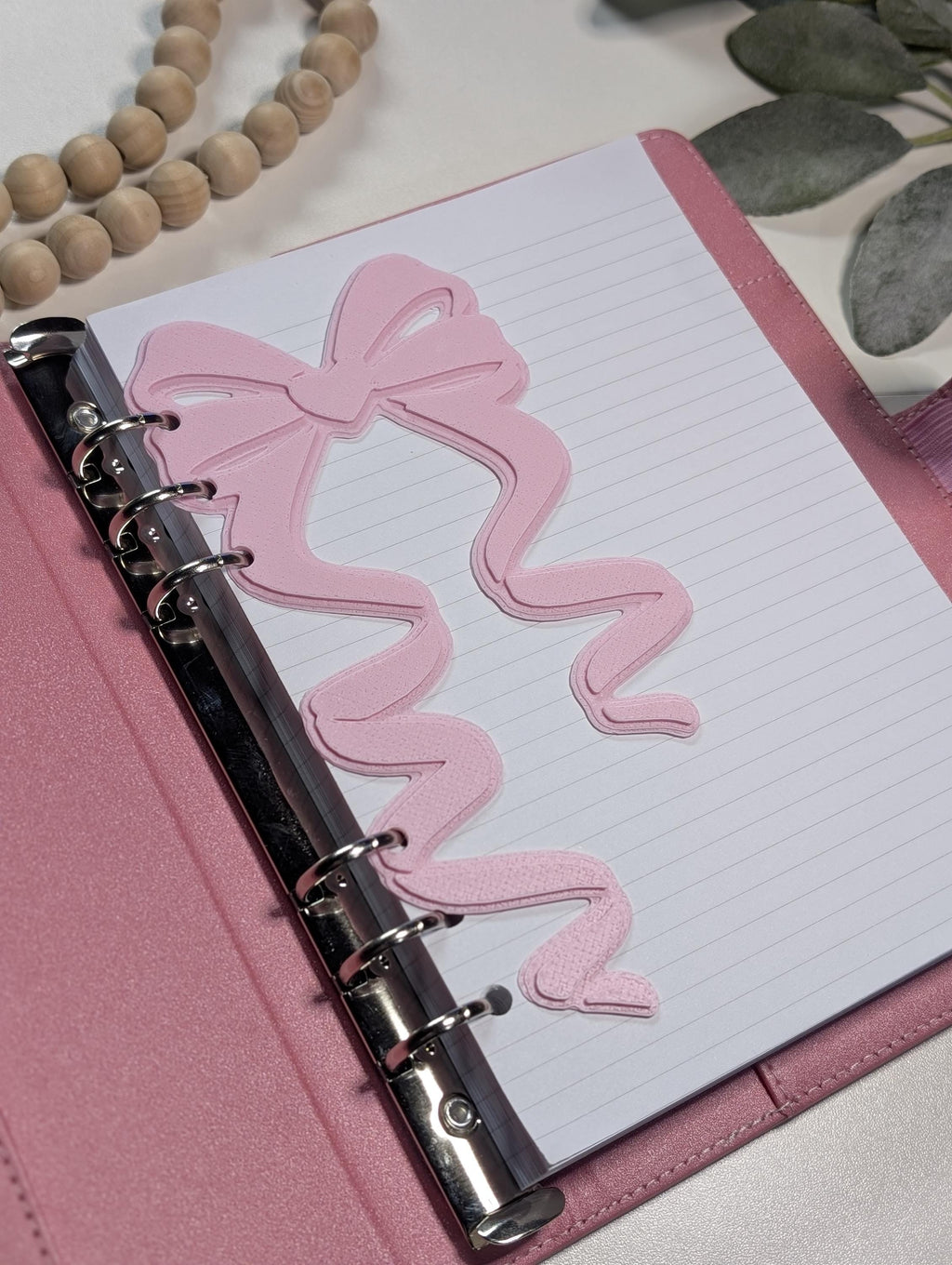 Baby Pink Coquette Bow Dashboard Layered Decor for A5 Planner binders 3d Printed Overlay Insert Page Marker Soft Pink Girly Aesthetic Sakura