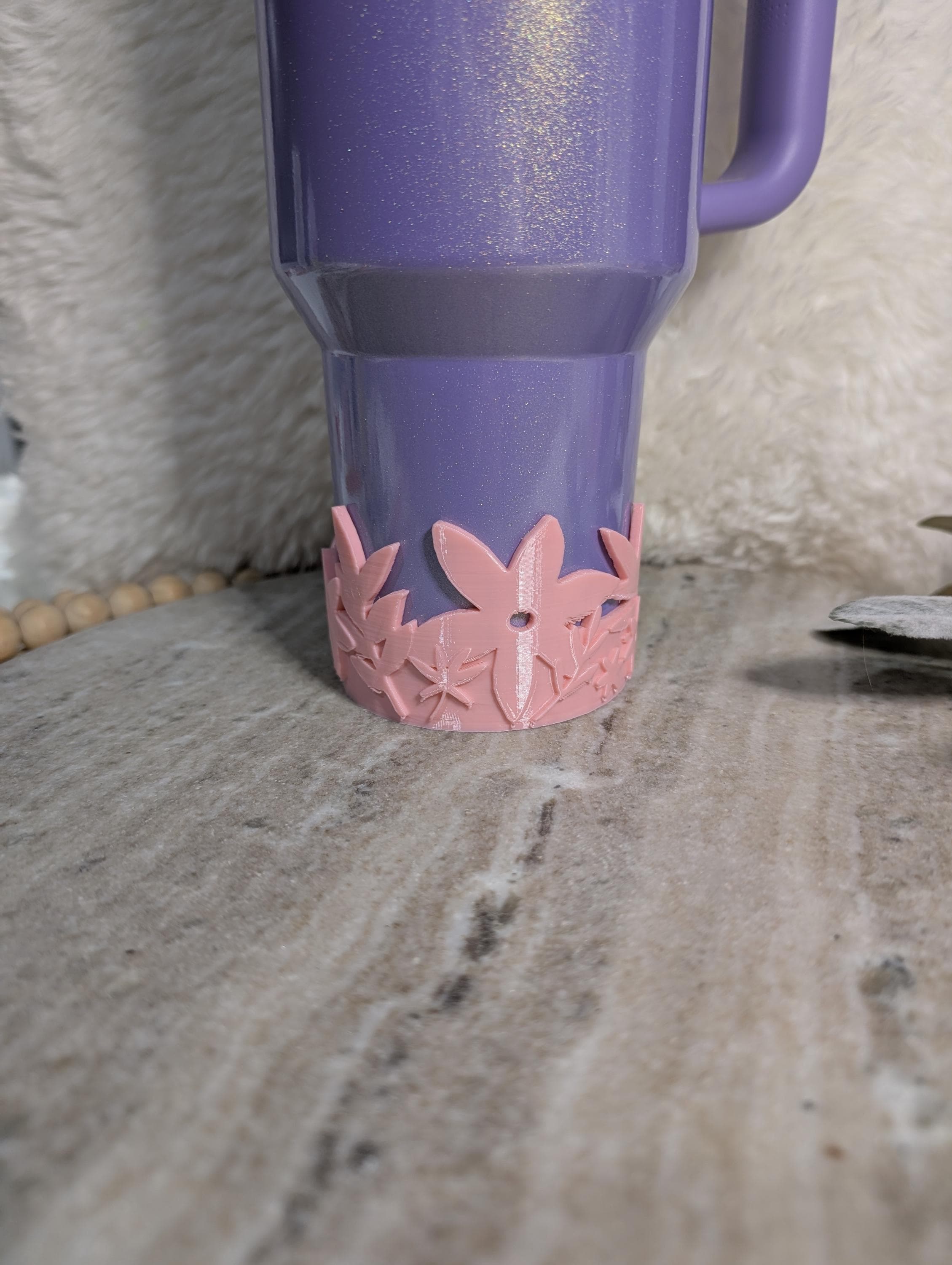 Pink Floral Tumbler Boot with Wild Flowers Tumbler Sleeve Protective 3D Printed Stanley Decor Accessories Spring Blossom