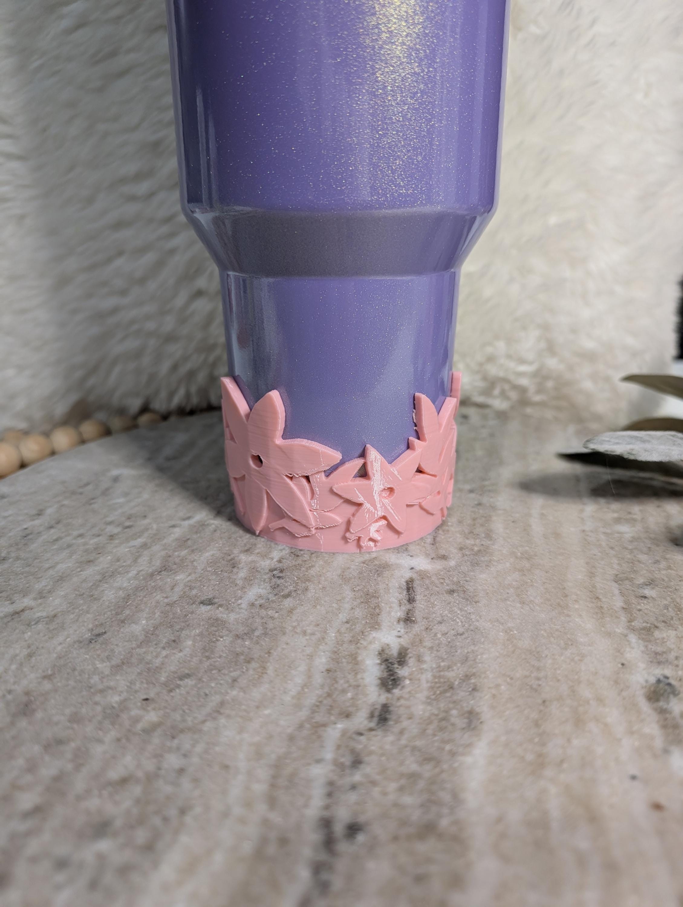 Pink Floral Tumbler Boot with Wild Flowers Tumbler Sleeve Protective 3D Printed Stanley Decor Accessories Spring Blossom