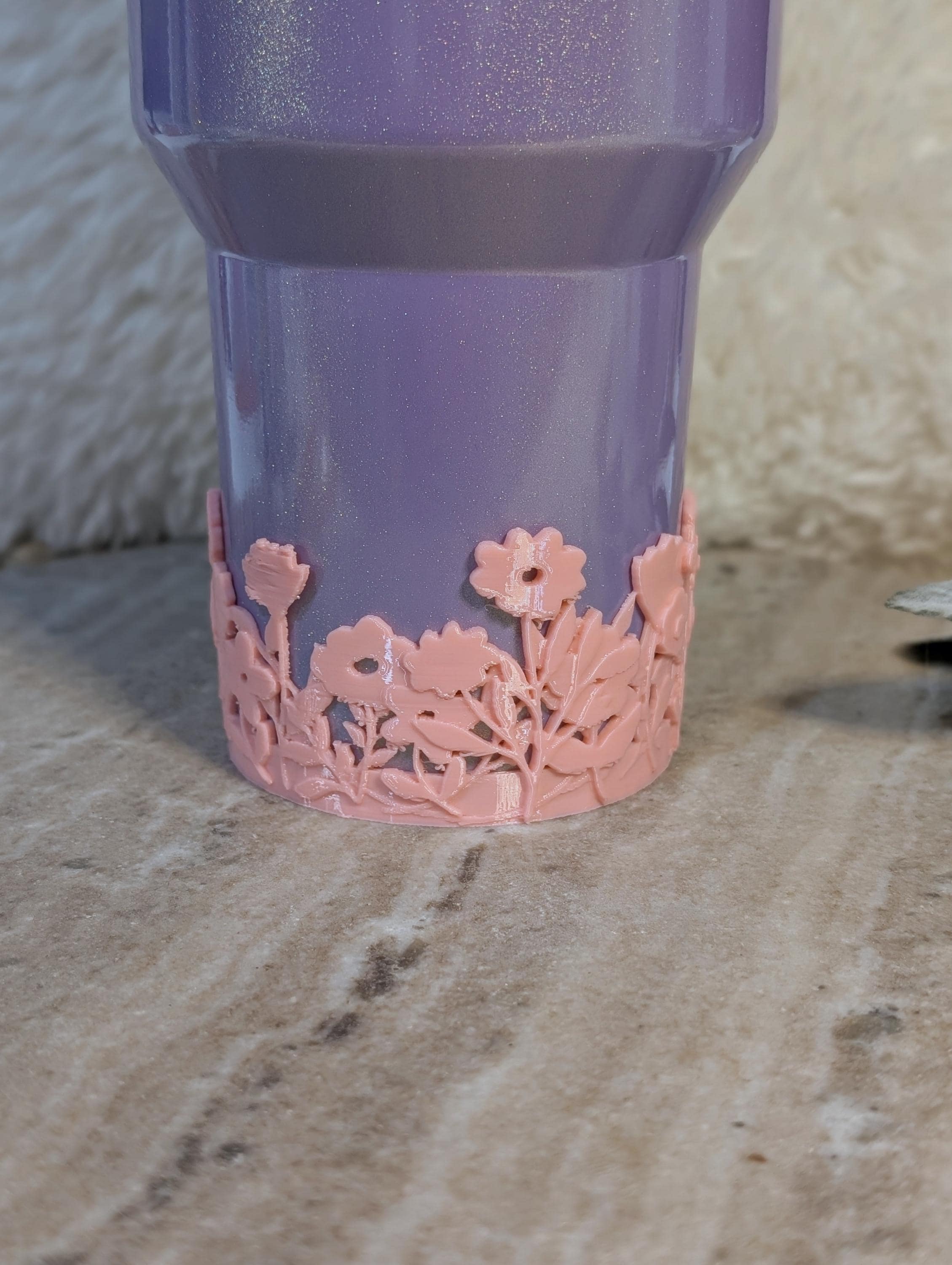 Pink Blossom Tumbler Boot with Wild Flowers Tumbler Sleeve Protective 3D Printed Stanley Decor Accessories Spring Floral