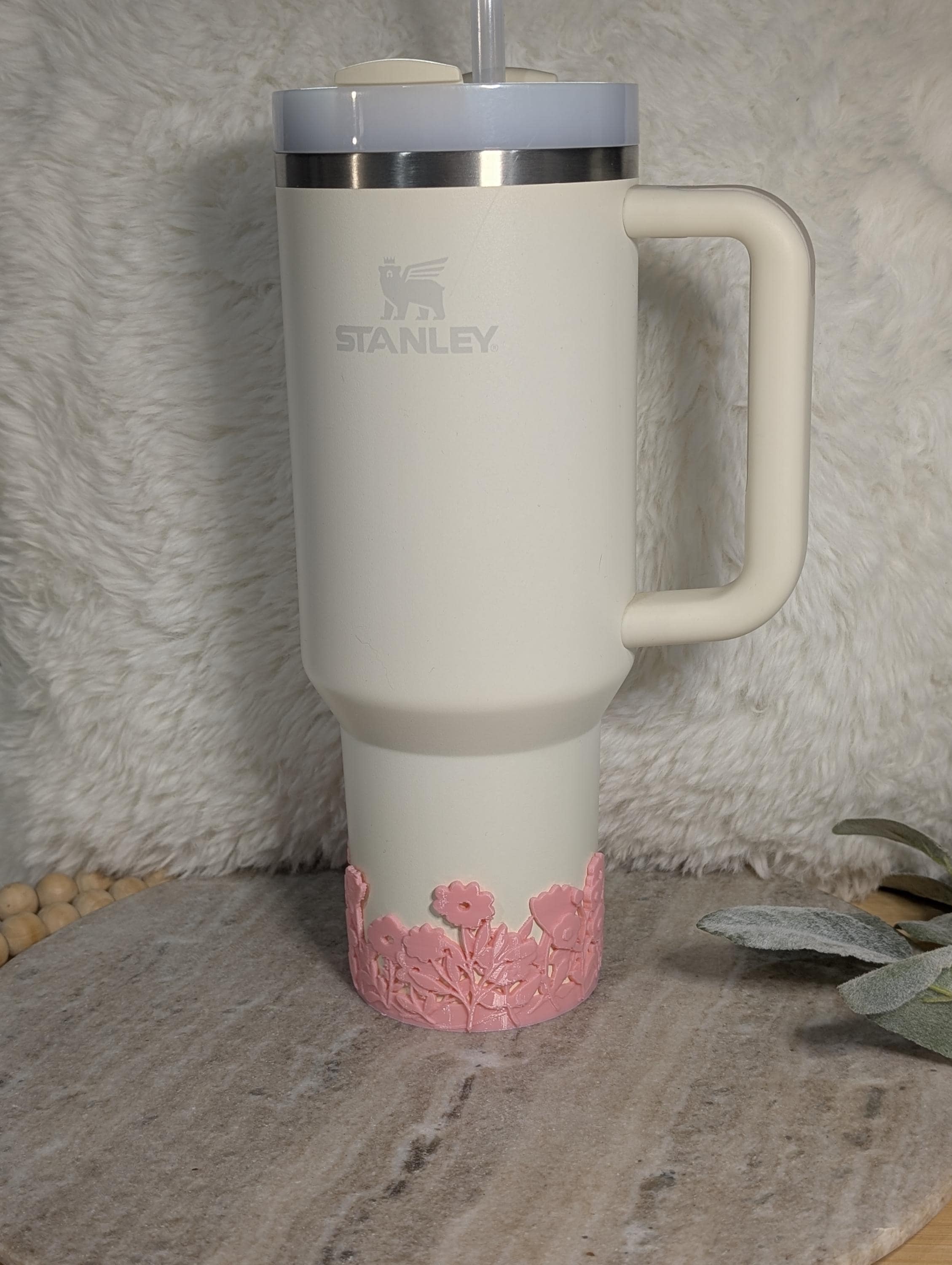 Pink Blossom Tumbler Boot with Wild Flowers Tumbler Sleeve Protective 3D Printed Stanley Decor Accessories Spring Floral