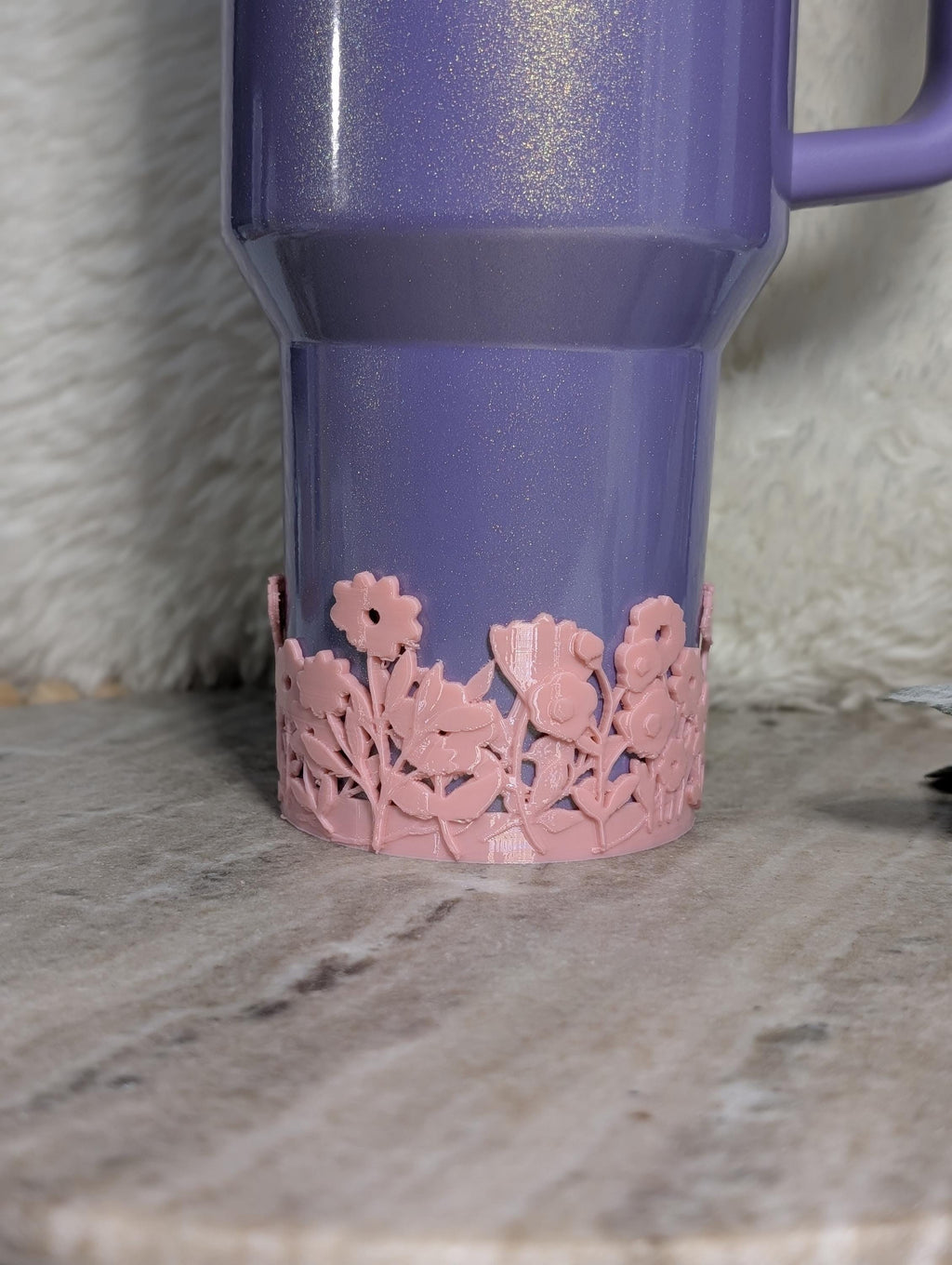 Pink Blossom Tumbler Boot with Wild Flowers Tumbler Sleeve Protective 3D Printed Stanley Decor Accessories Spring Floral