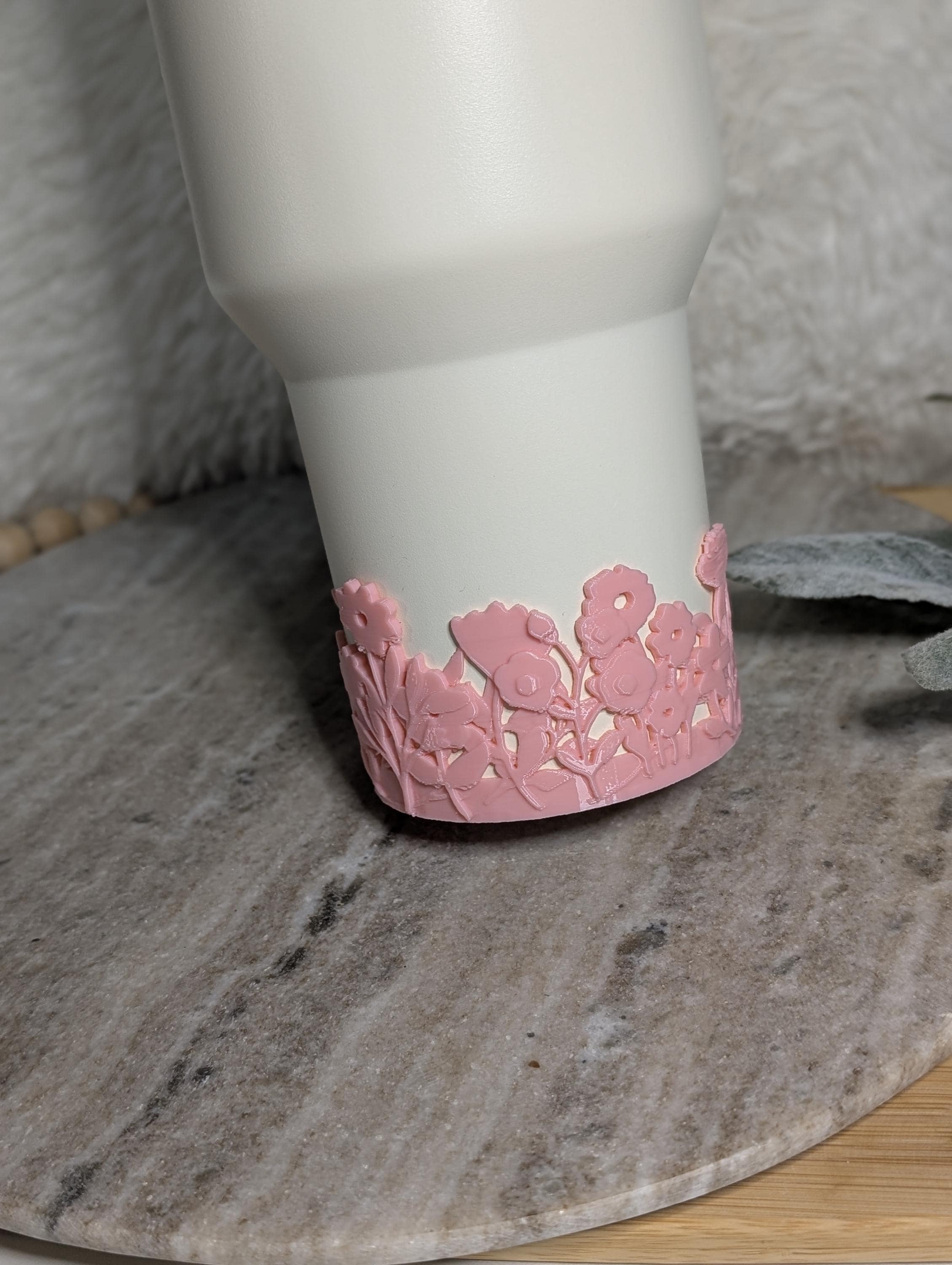 Pink Blossom Tumbler Boot with Wild Flowers Tumbler Sleeve Protective 3D Printed Stanley Decor Accessories Spring Floral