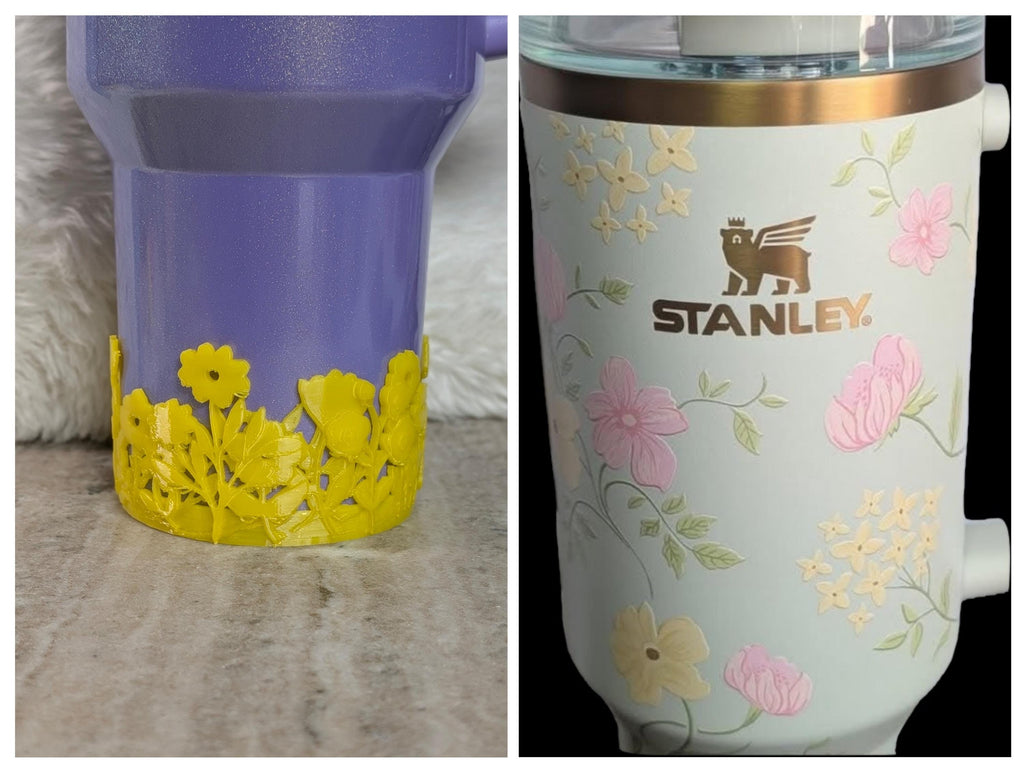 Yellow Blossom Tumbler Boot with Wild Flowers Tumbler Sleeve Protective 3D Printed Stanley Decor Accessories Spring Floral