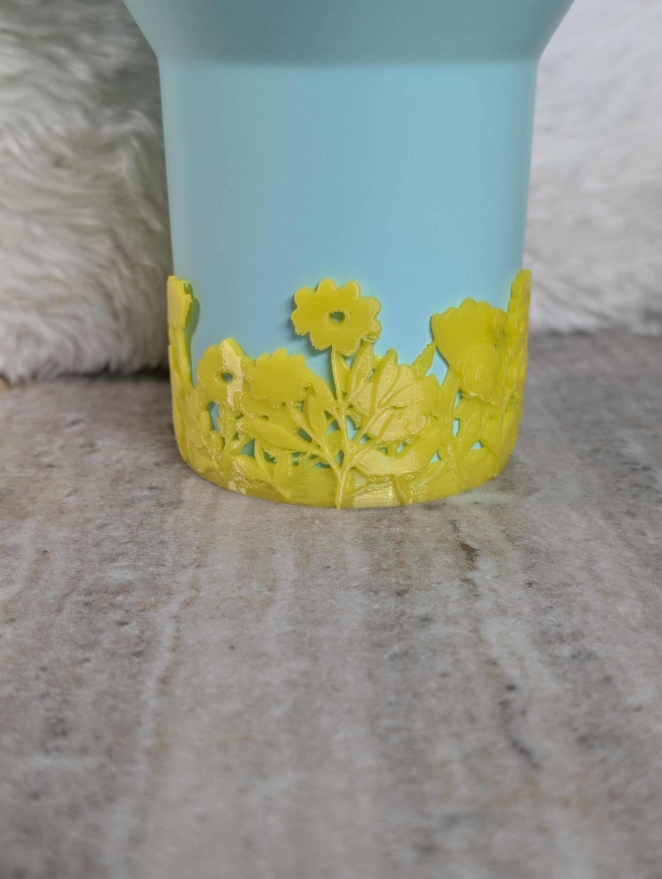 Yellow Blossom Tumbler Boot with Wild Flowers Tumbler Sleeve Protective 3D Printed Stanley Decor Accessories Spring Floral