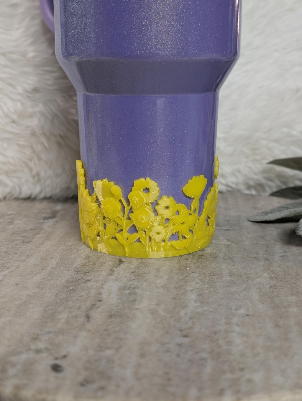Yellow Blossom Tumbler Boot with Wild Flowers Tumbler Sleeve Protective 3D Printed Stanley Decor Accessories Spring Floral