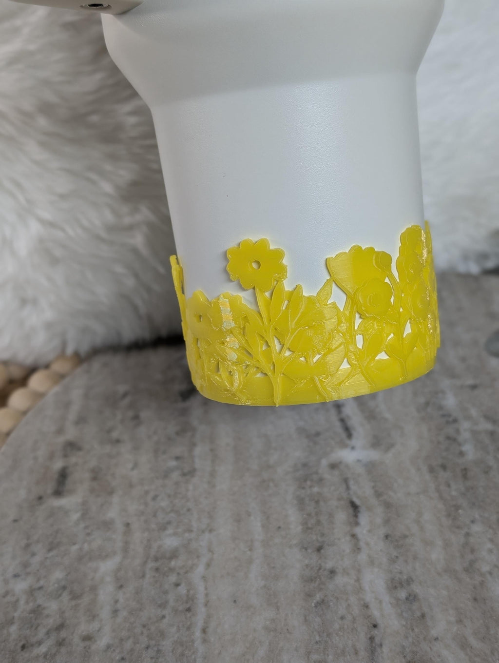 Yellow Blossom Tumbler Boot with Wild Flowers Tumbler Sleeve Protective 3D Printed Stanley Decor Accessories Spring Floral