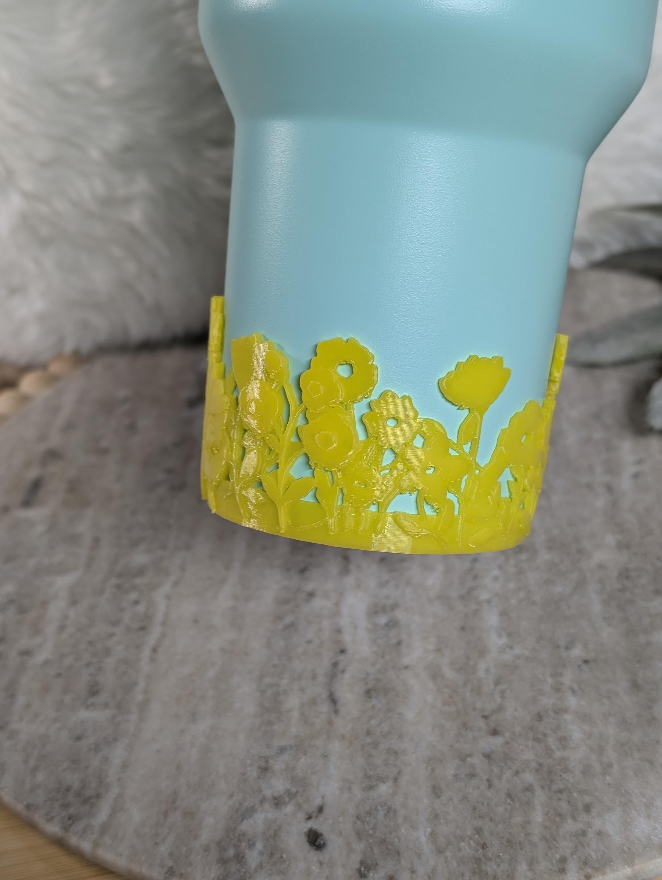 Yellow Blossom Tumbler Boot with Wild Flowers Tumbler Sleeve Protective 3D Printed Stanley Decor Accessories Spring Floral