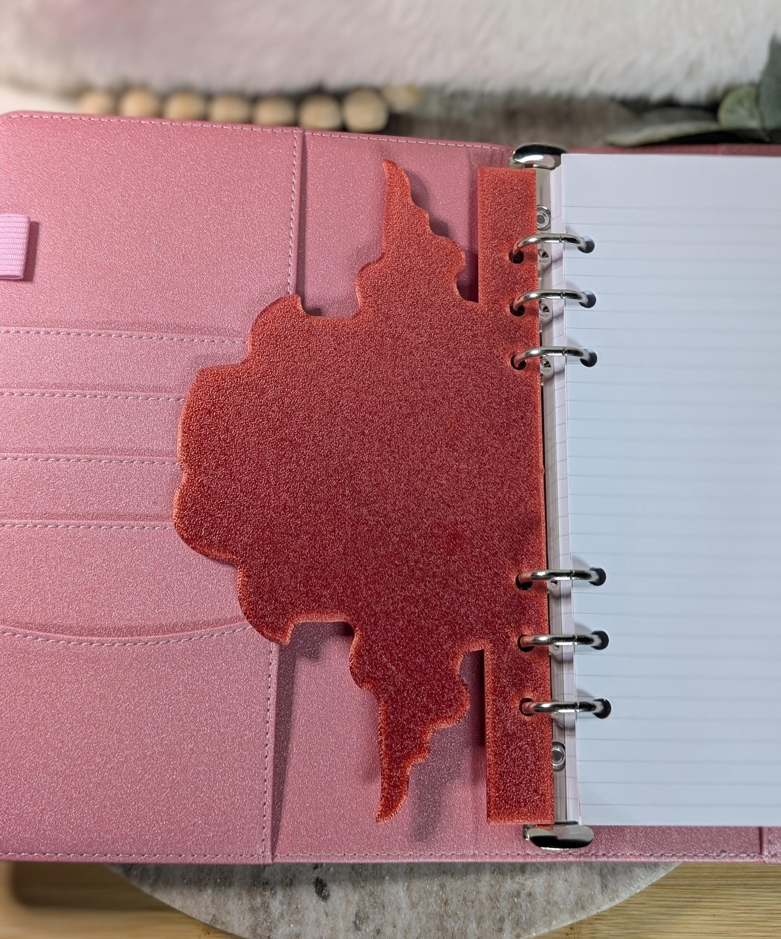 Rose Dashboard Layered Decor for A5 Planner binders 3d Printed Overlay Insert Page Marker Elegant Luxe Aesthetic Red Rose Flyleaf for Agenda