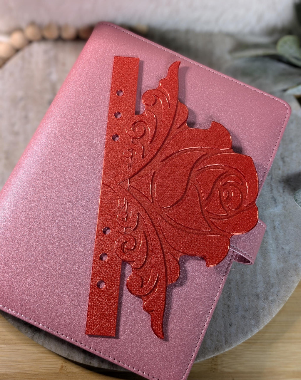Rose Dashboard Layered Decor for A5 Planner binders 3d Printed Overlay Insert Page Marker Elegant Luxe Aesthetic Red Rose Flyleaf for Agenda