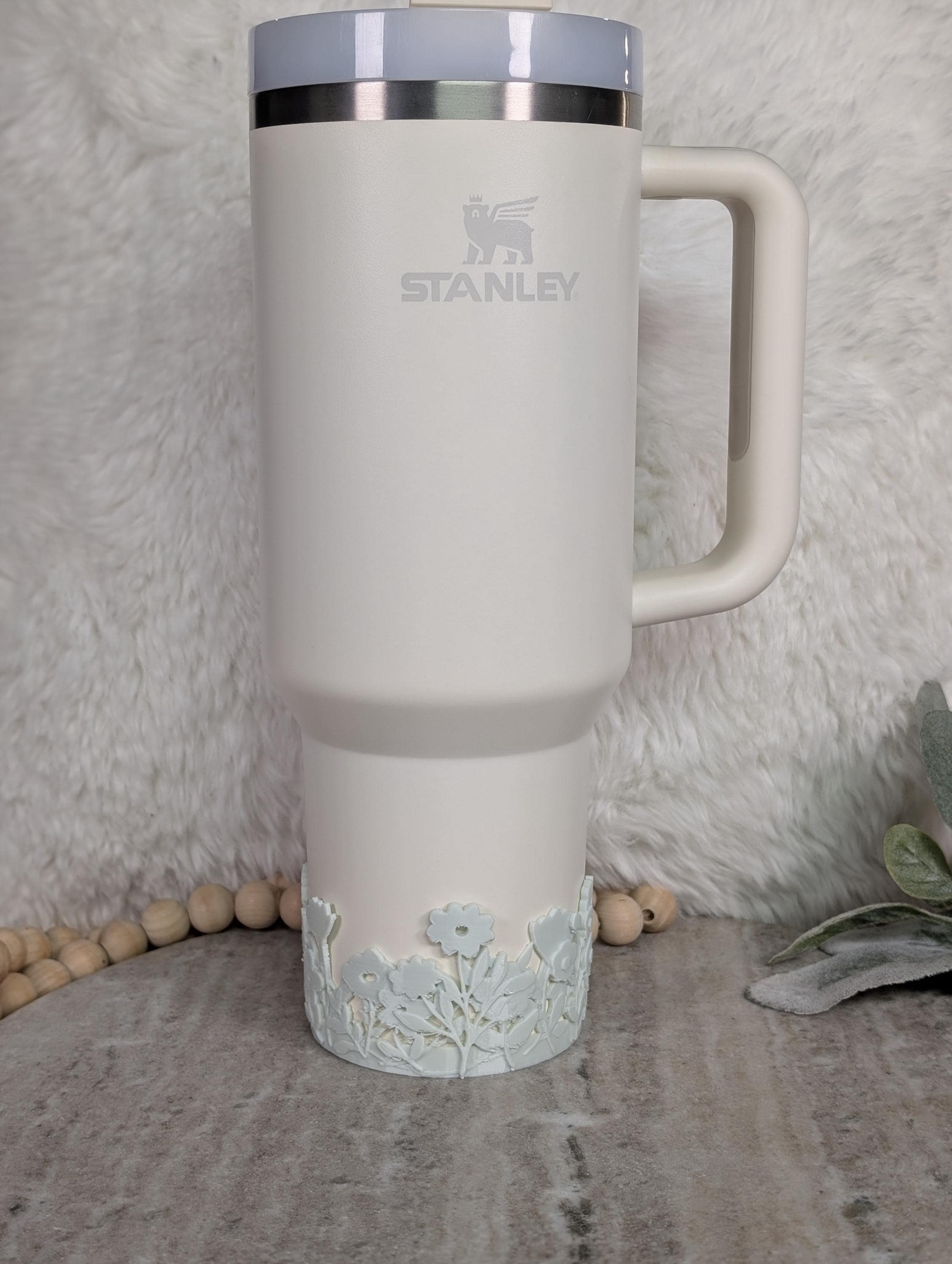 Sage Green Tumbler Boot with Wild Flowers Tumbler Sleeve Protective 3D Printed Stanley Decor Accessories Spring Blossom Floral