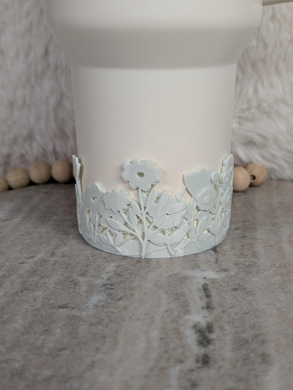 Sage Green Tumbler Boot with Wild Flowers Tumbler Sleeve Protective 3D Printed Stanley Decor Accessories Spring Blossom Floral