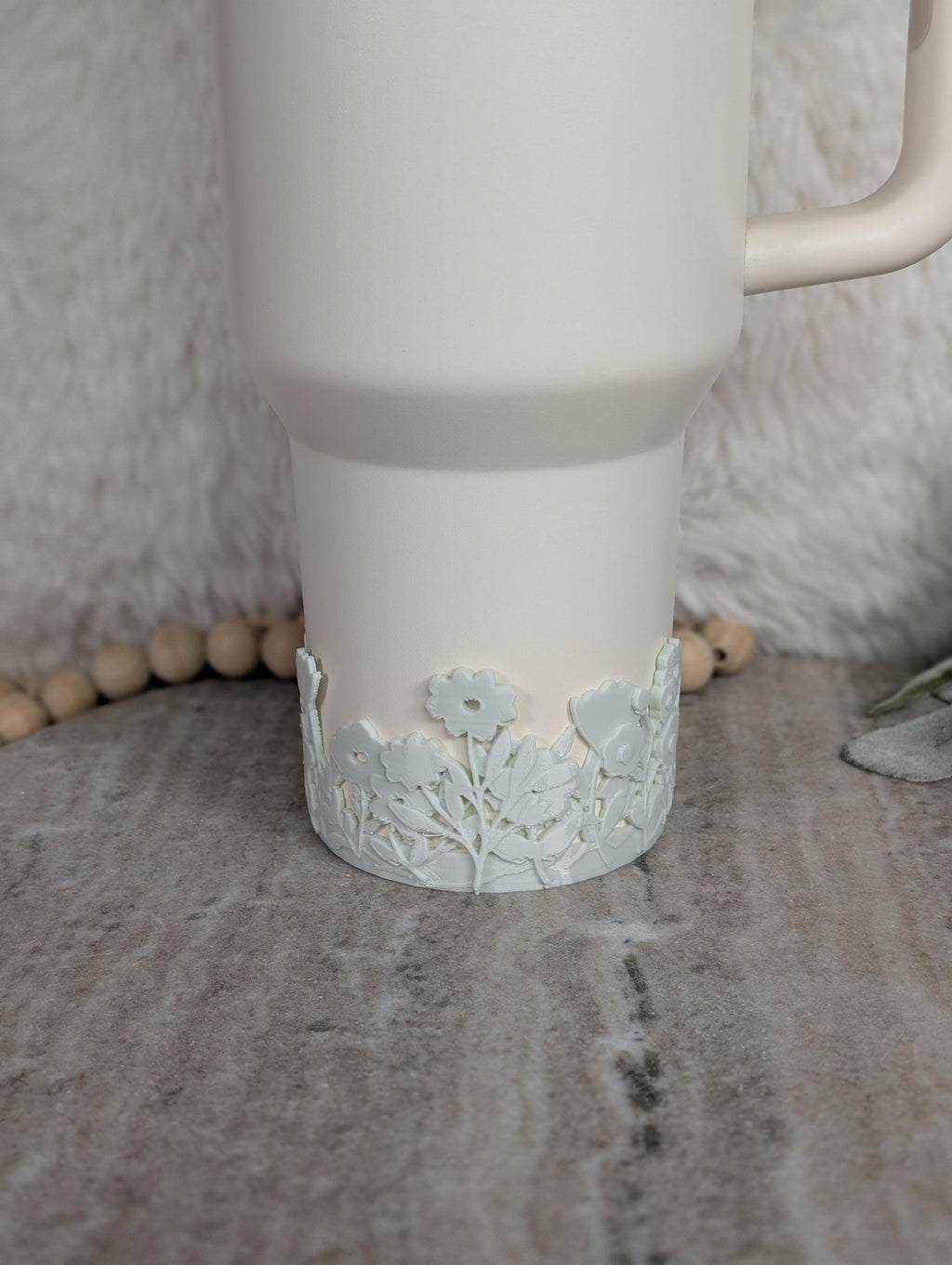 Sage Green Tumbler Boot with Wild Flowers Tumbler Sleeve Protective 3D Printed Stanley Decor Accessories Spring Blossom Floral
