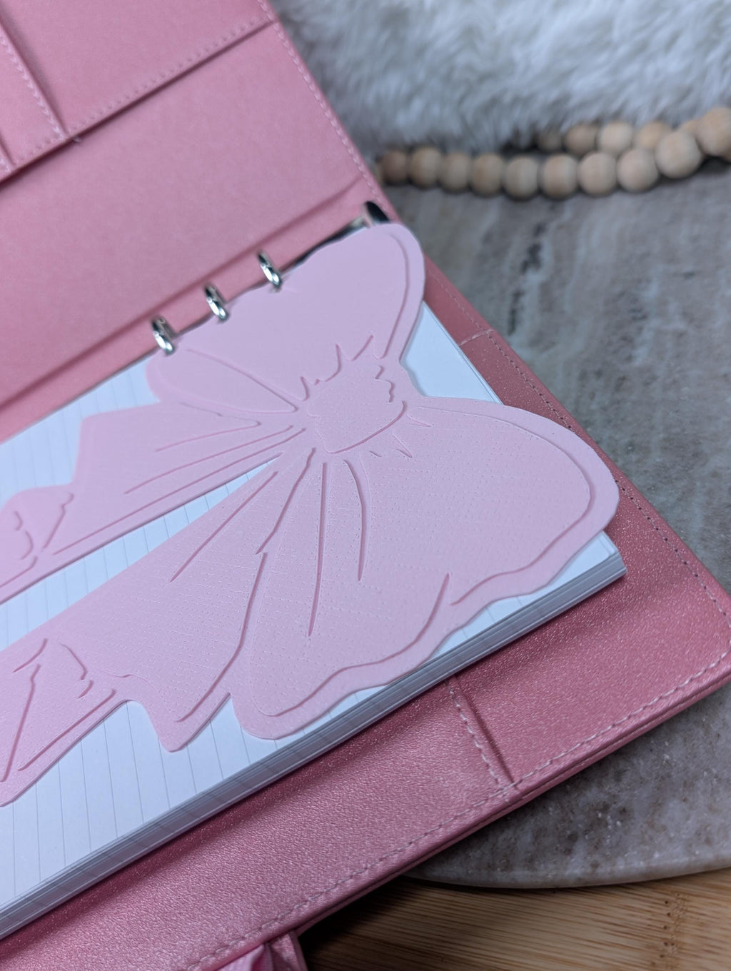 Pink Bow Planner Dashboard | Coquette Aesthetic Binder Insert | Large Pink Bow Die Cut for A5 Ring Planners | Cute Stationery Gift | Sakura