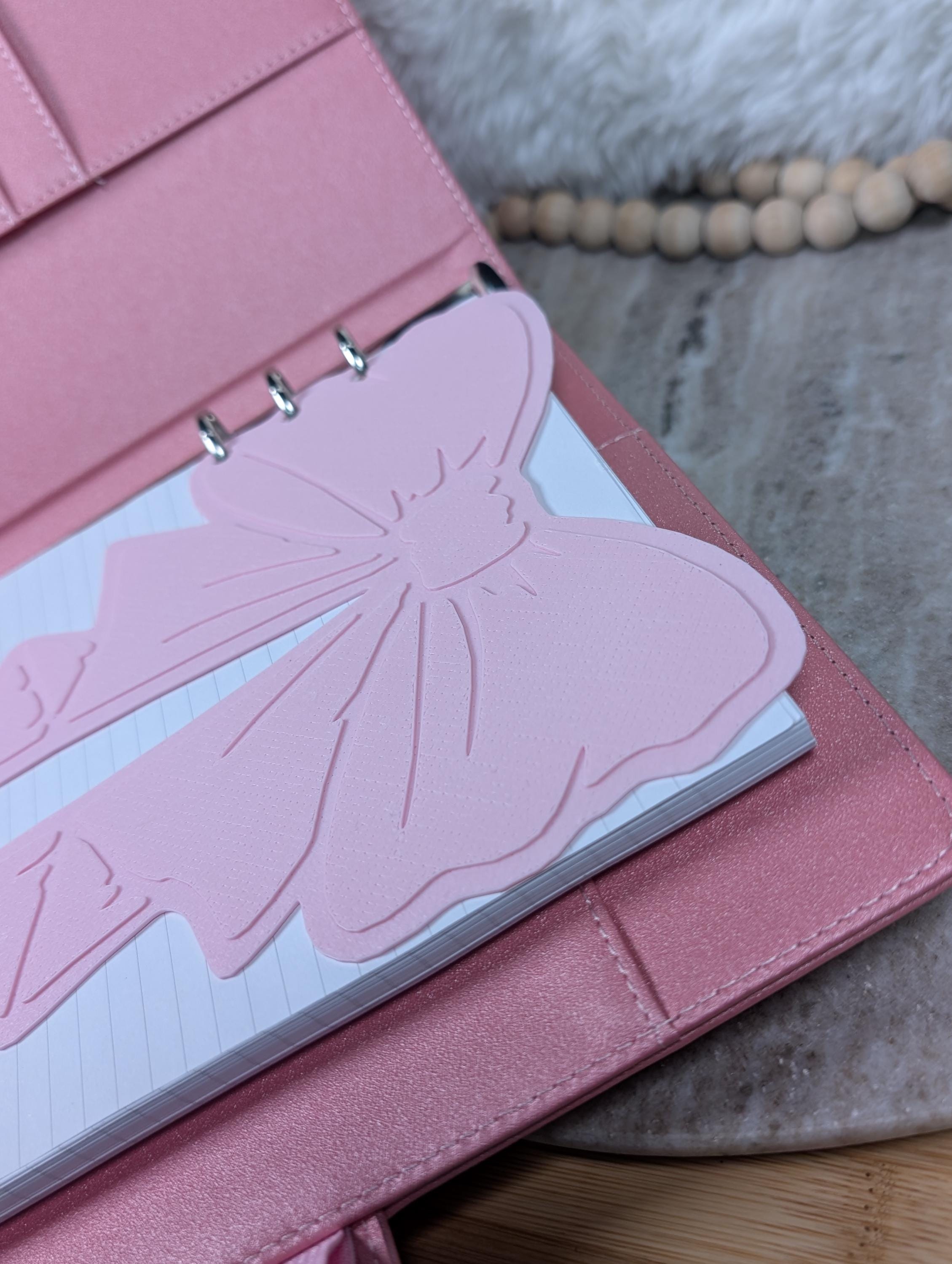 Pink Bow Planner Dashboard | Coquette Aesthetic Binder Insert | Large Pink Bow Die Cut for A5 Ring Planners | Cute Stationery Gift | Sakura
