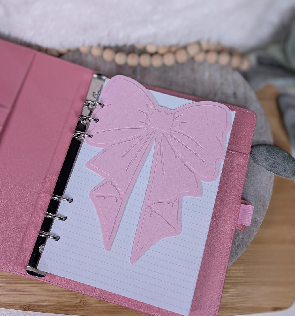 Pink Bow Planner Dashboard | Coquette Aesthetic Binder Insert | Large Pink Bow Die Cut for A5 Ring Planners | Cute Stationery Gift | Sakura
