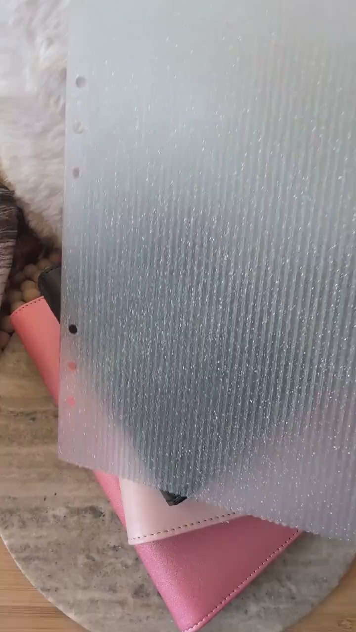 Fluted Dashboard Glitter Light Blue Frosted Design Decor for Planner Insert for A6 Personal A5 planner binders 3d Printed Clear Insert