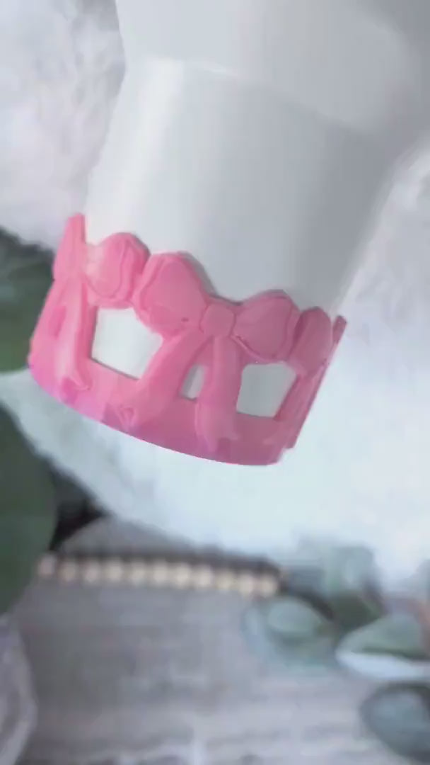 Pink Coquette Ribbon Bow Tumbler Boot, 40oz Stanley, Bow Sleeve for Boot, 3D Printed, Protective Boot for Tumbler bottom Accessories