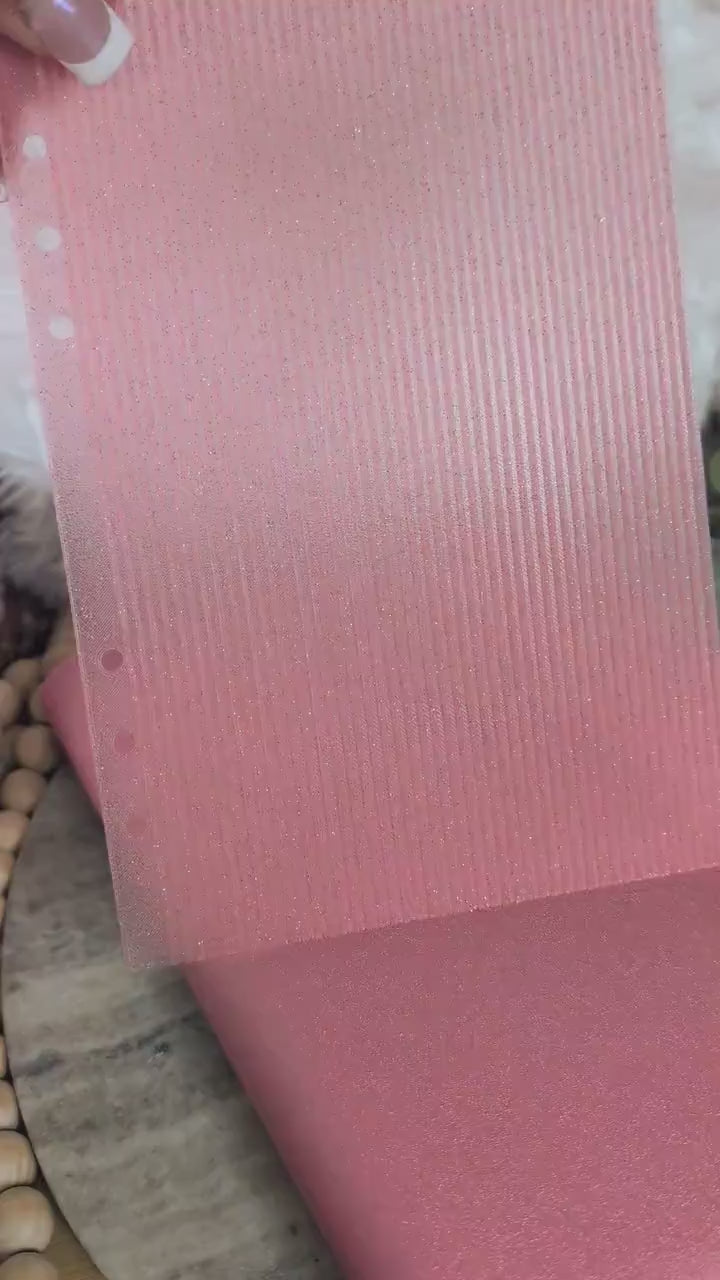 Fluted Dashboard Glitter Pink Frosted Design Decor for Planner Insert for A6 Personal A5 planner binders 3d Printed Clear Insert Dividers
